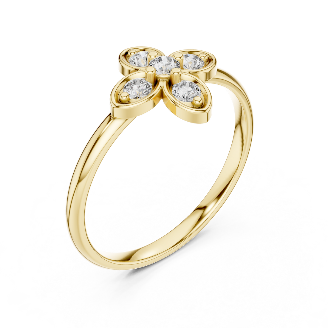 Round Cut Diamond Floral Cluster Ring