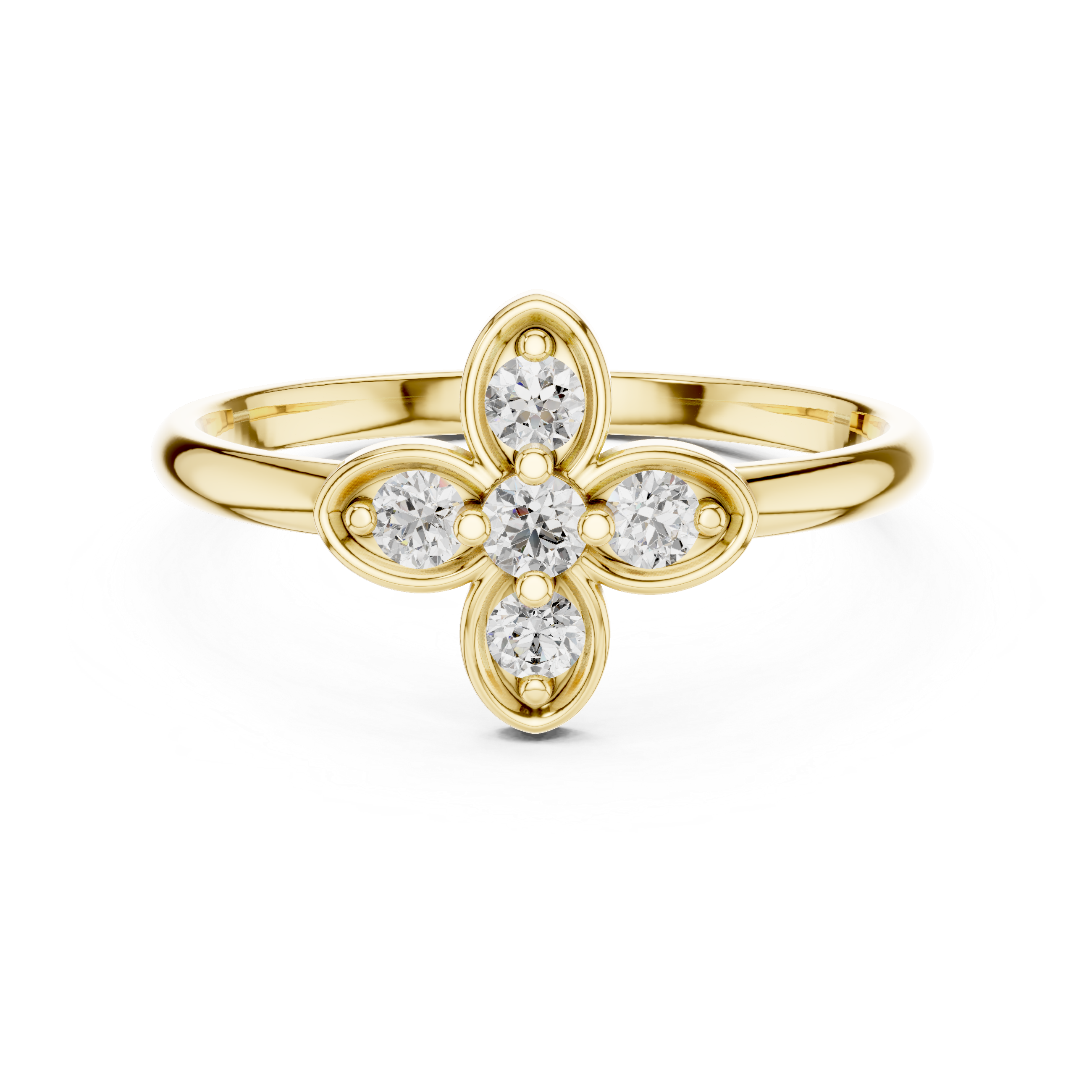 Round Cut Diamond Floral Cluster Ring
