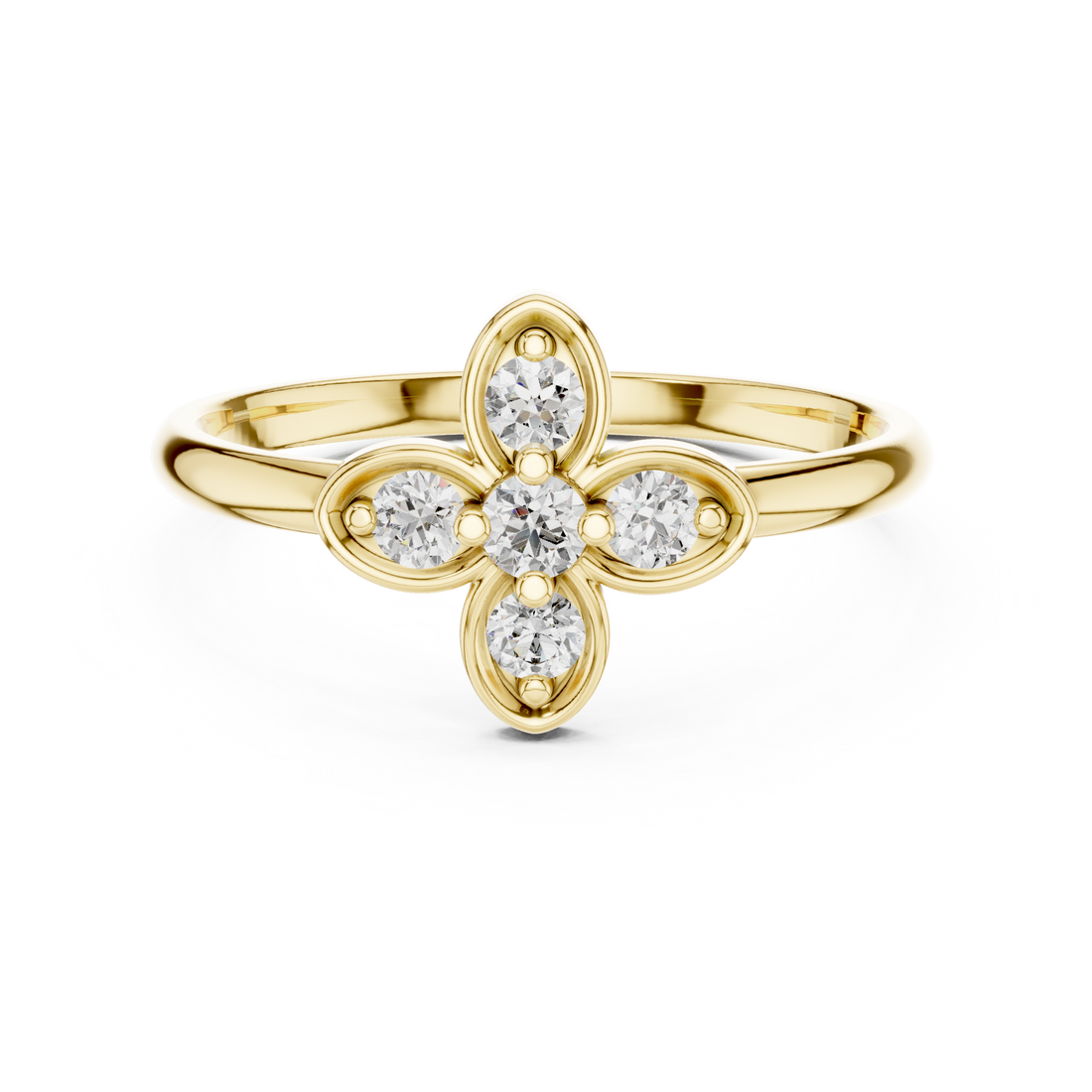 Round Cut Diamond Floral Cluster Ring