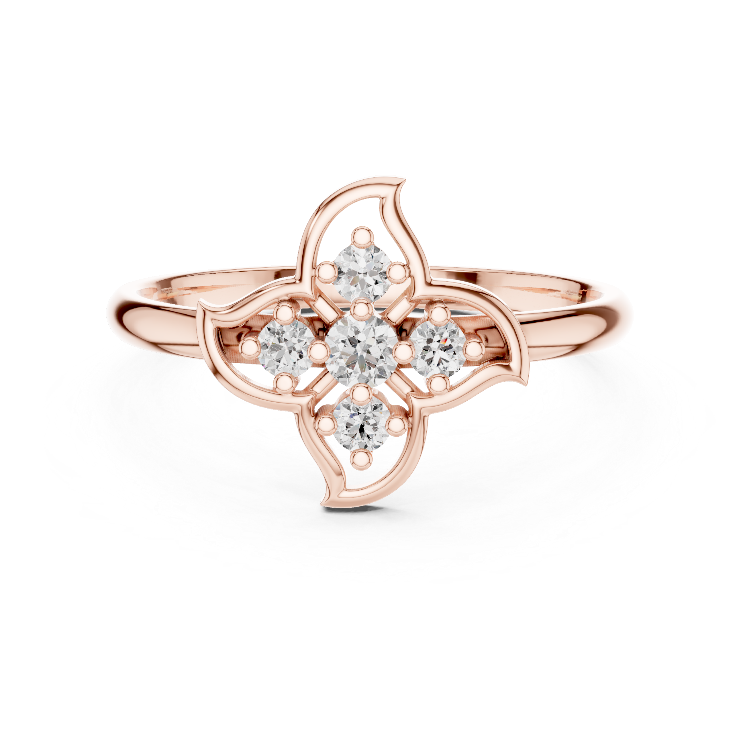 Round Cut Diamond Floral Cluster Fashion Ring