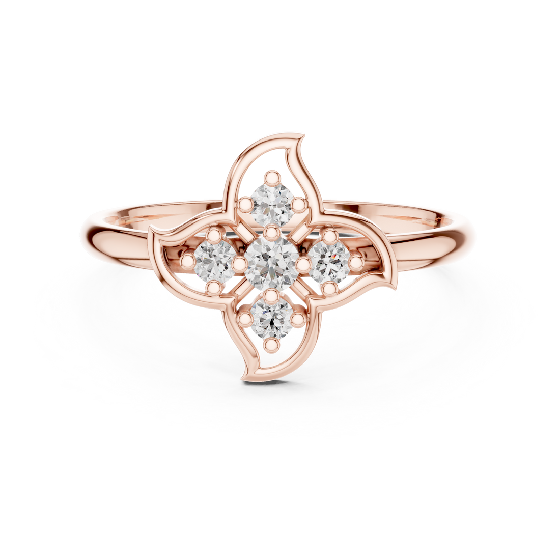 Round Cut Diamond Floral Cluster Fashion Ring