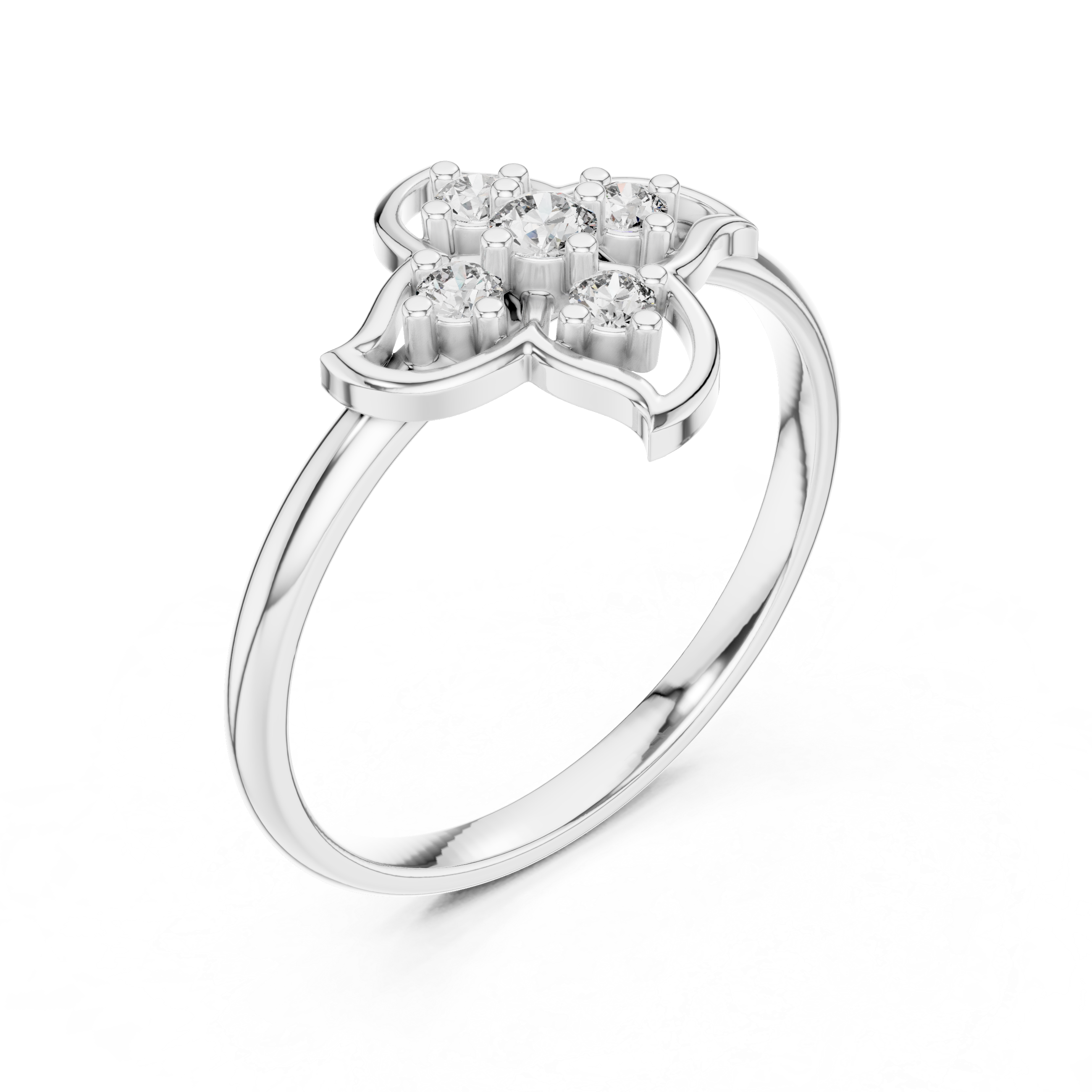 Round Cut Diamond Floral Cluster Fashion Ring