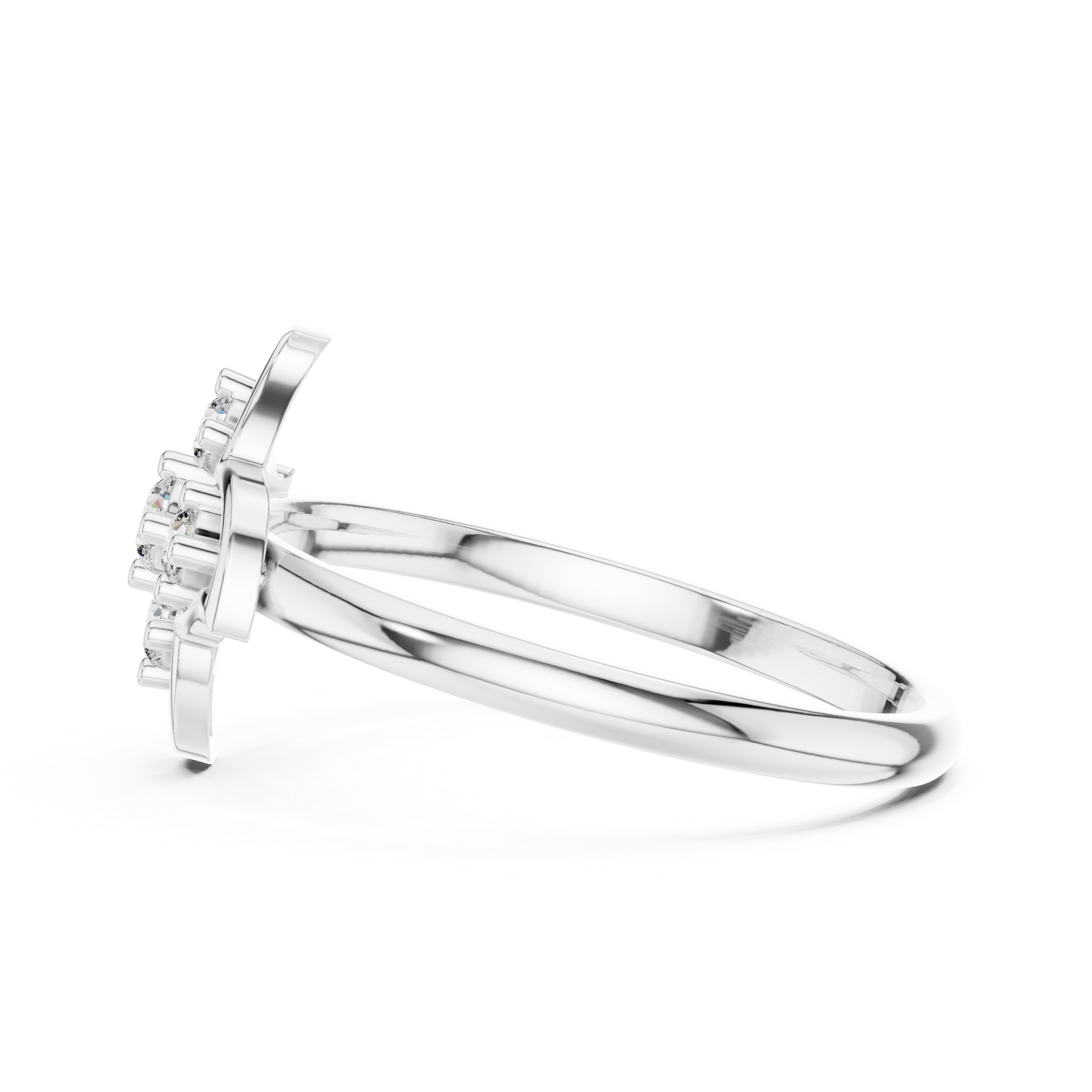 Round Cut Diamond Floral Cluster Fashion Ring
