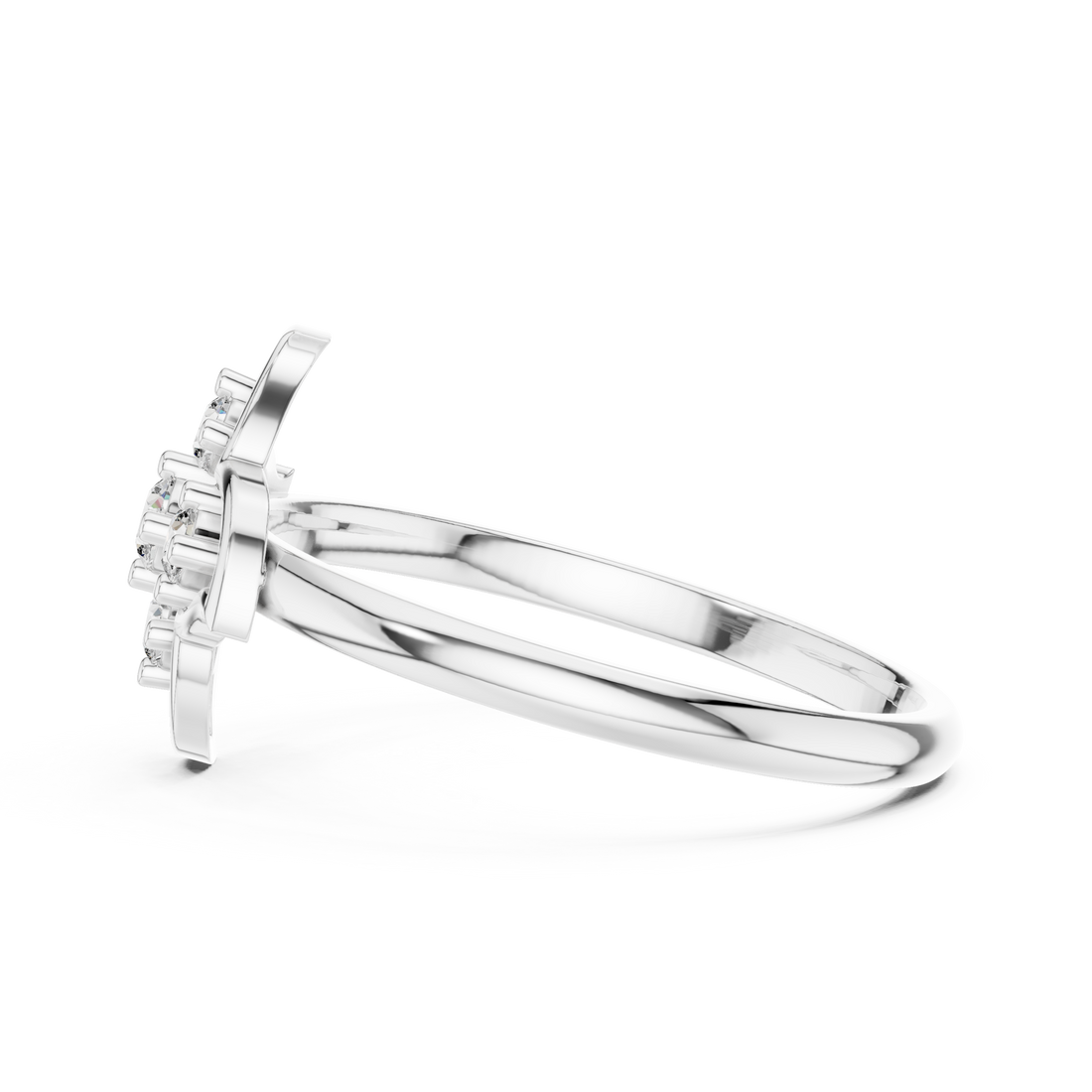 Round Cut Diamond Floral Cluster Fashion Ring