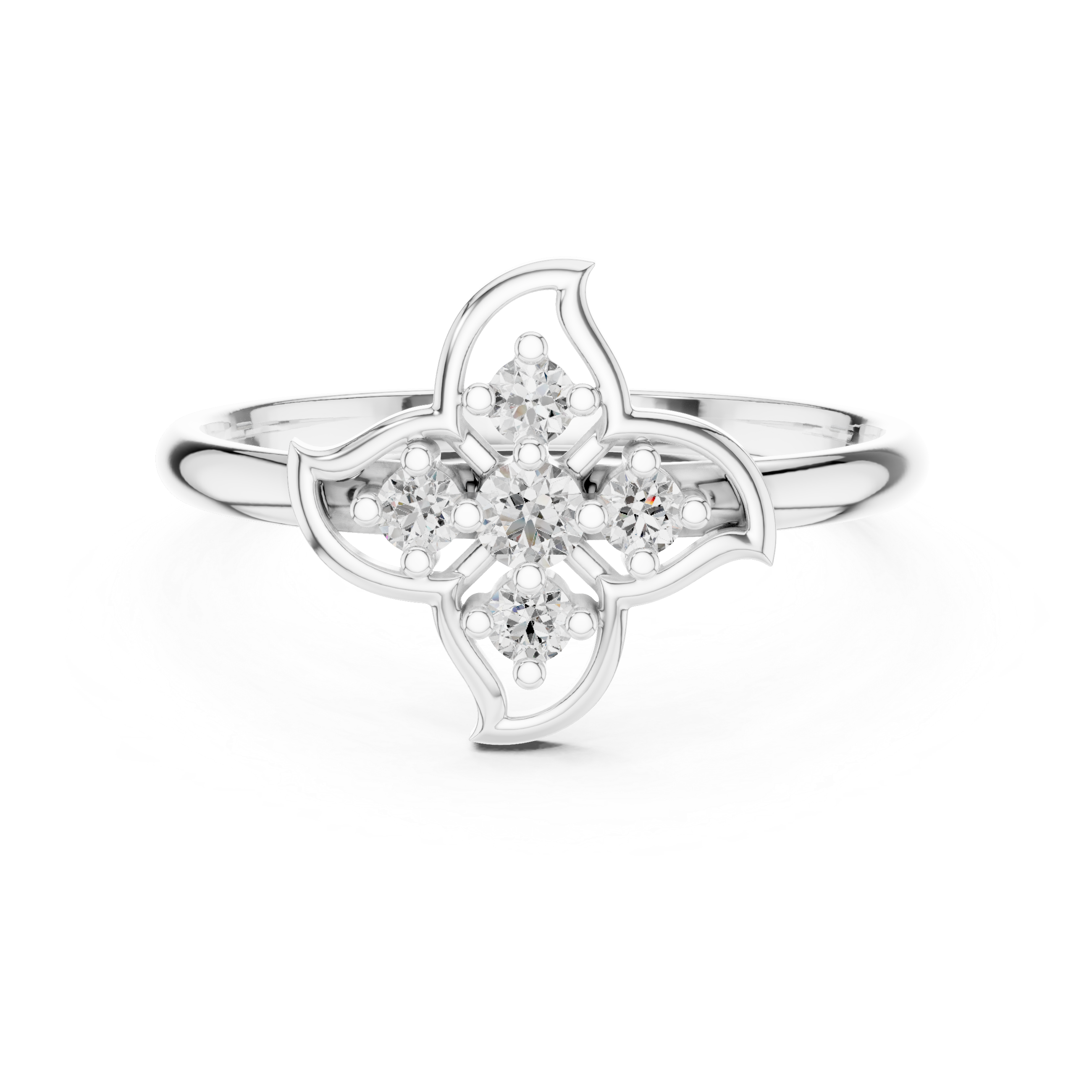 Round Cut Diamond Floral Cluster Fashion Ring