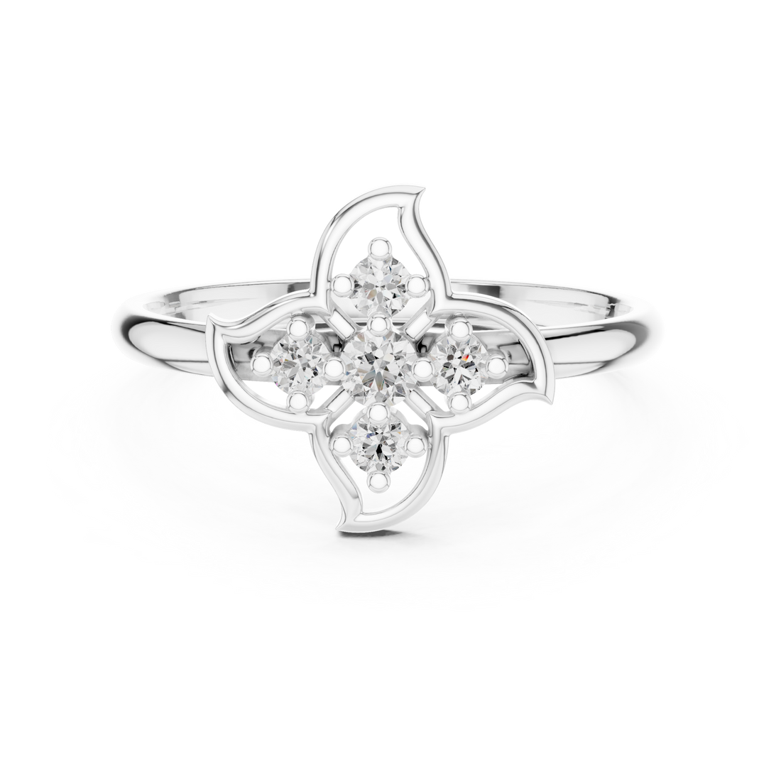 Round Cut Diamond Floral Cluster Fashion Ring
