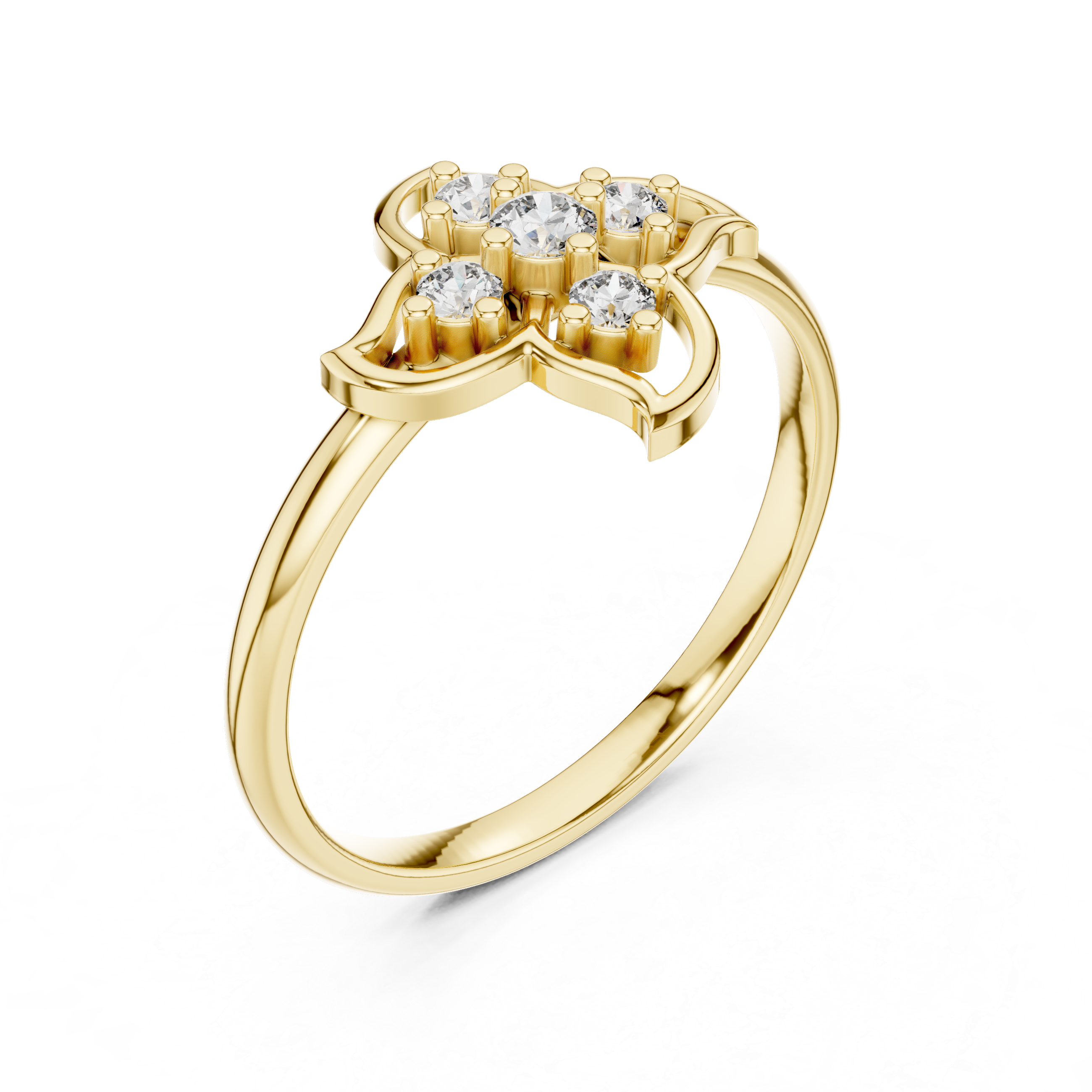 Round Cut Diamond Floral Cluster Fashion Ring