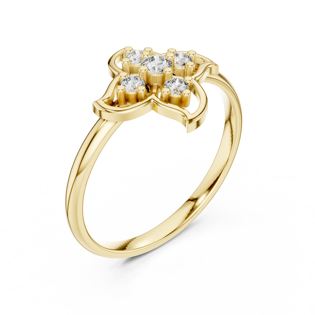 Round Cut Diamond Floral Cluster Fashion Ring
