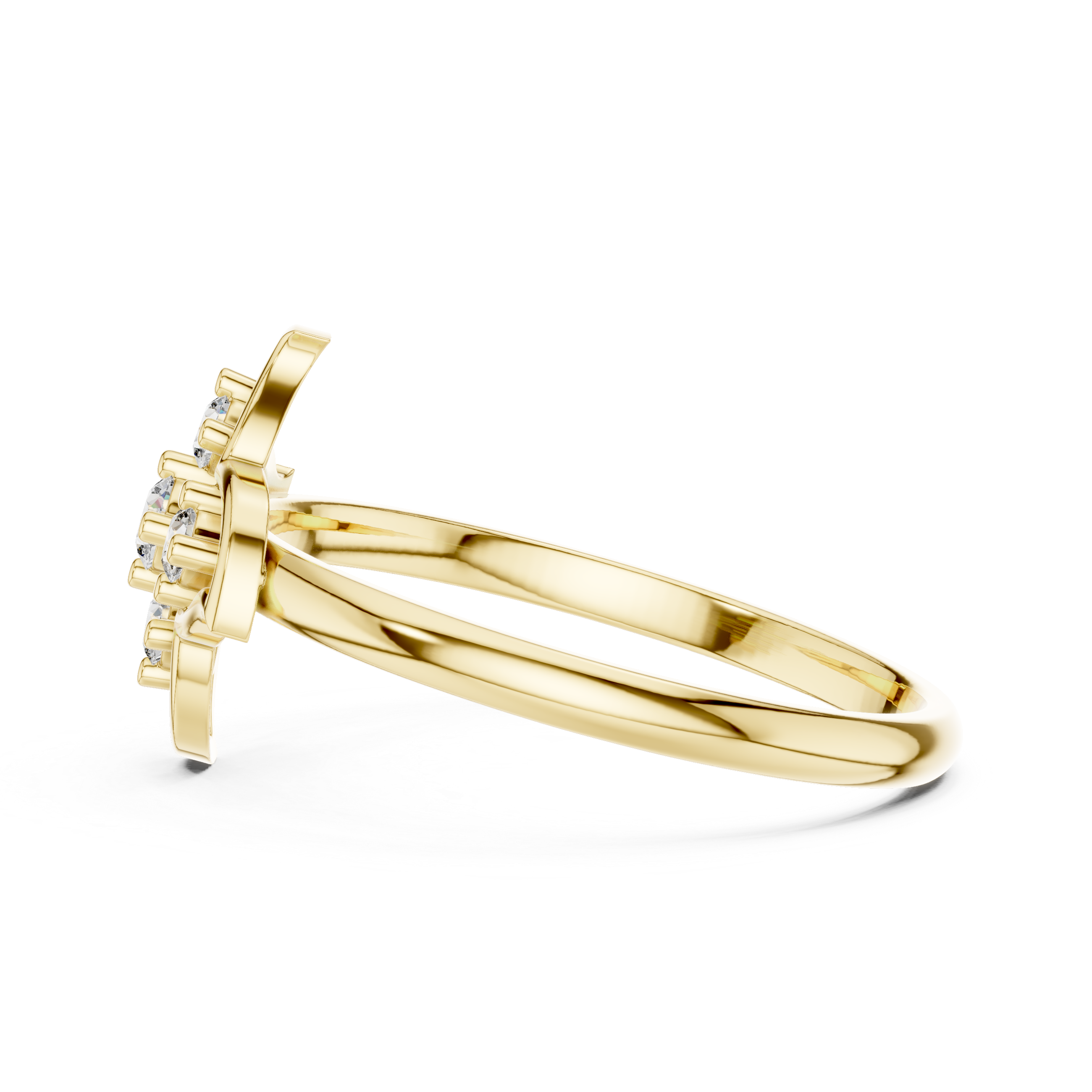 Round Cut Diamond Floral Cluster Fashion Ring