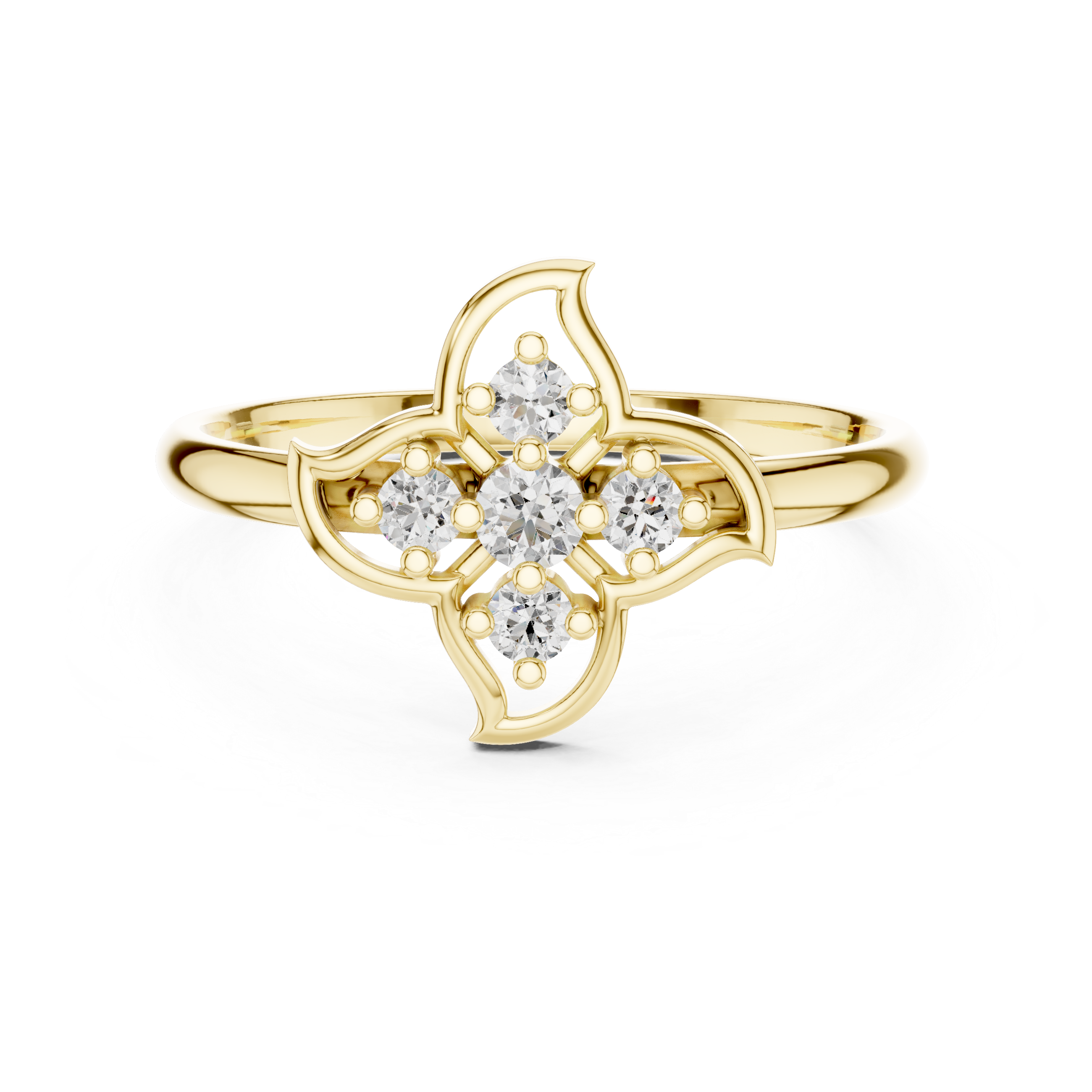 Round Cut Diamond Floral Cluster Fashion Ring