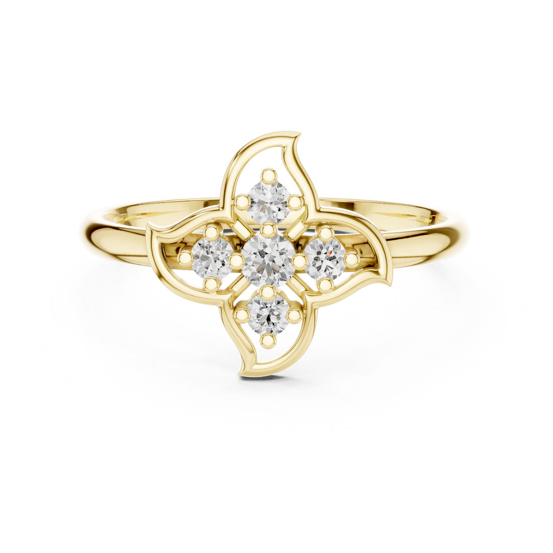 Round Cut Diamond Floral Cluster Fashion Ring