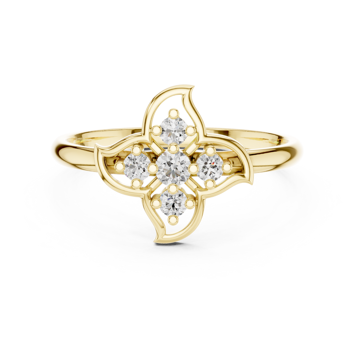 Round Cut Diamond Floral Cluster Fashion Ring