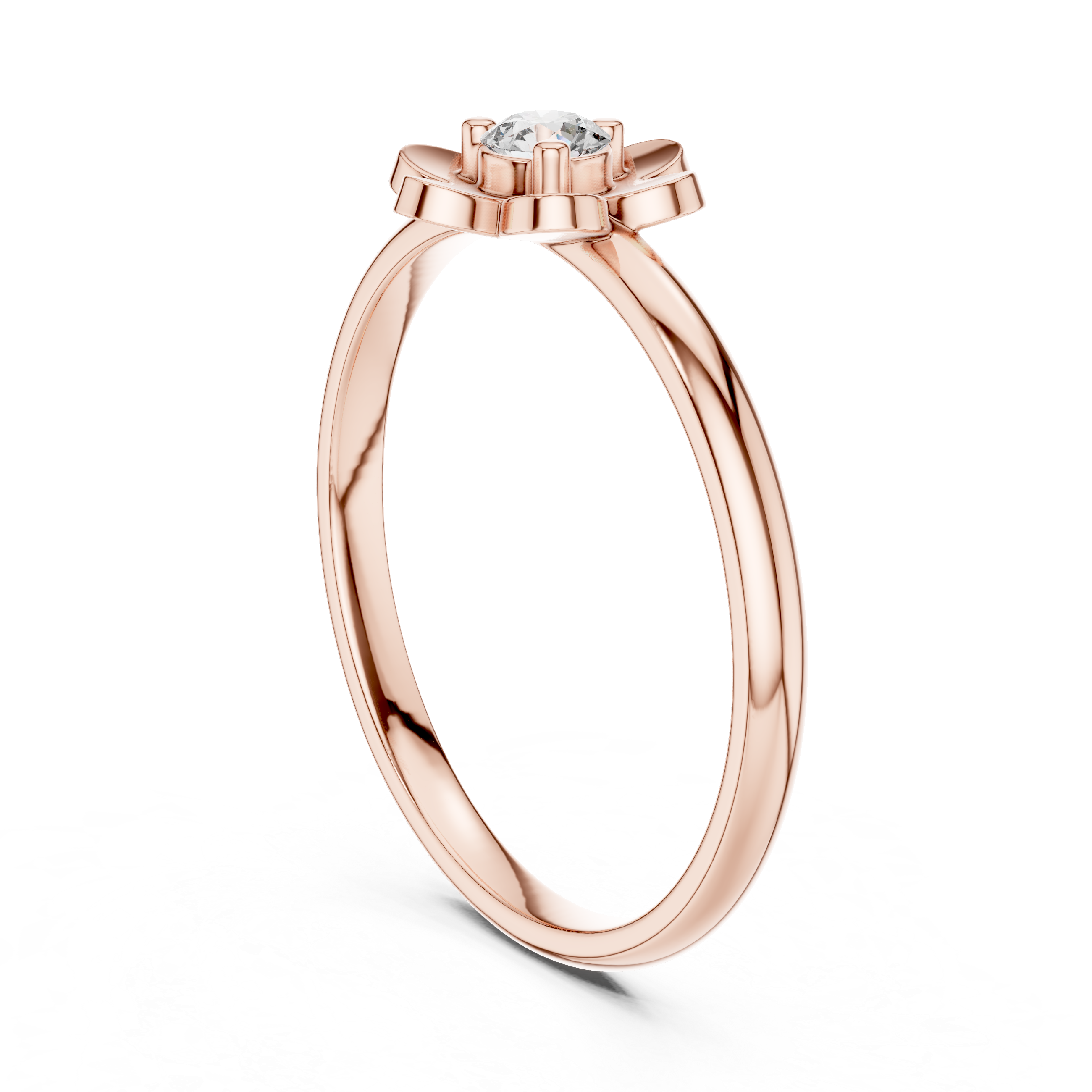 Round Cut Diamond Flower Solitaire Fashion Ring
