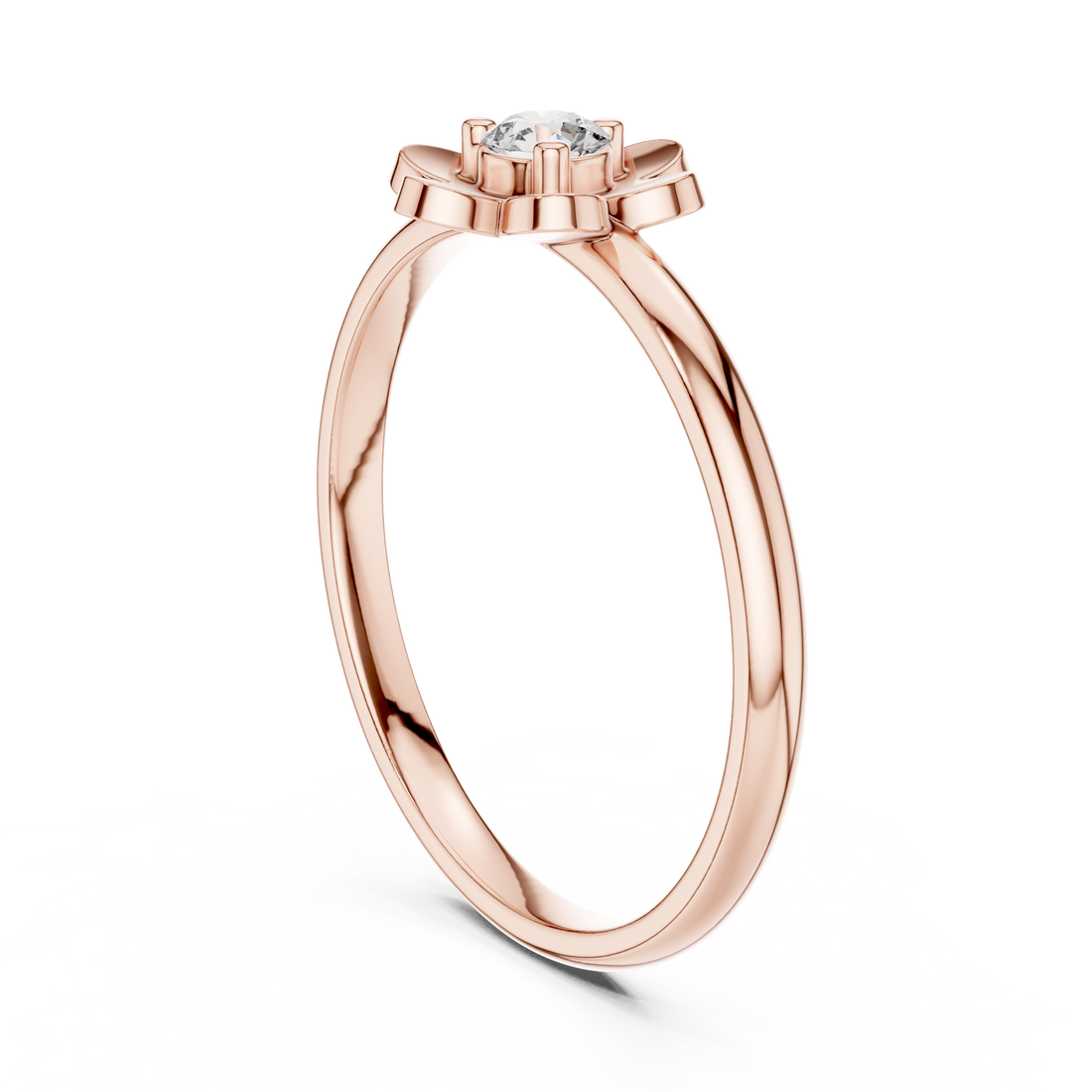 Round Cut Diamond Flower Solitaire Fashion Ring