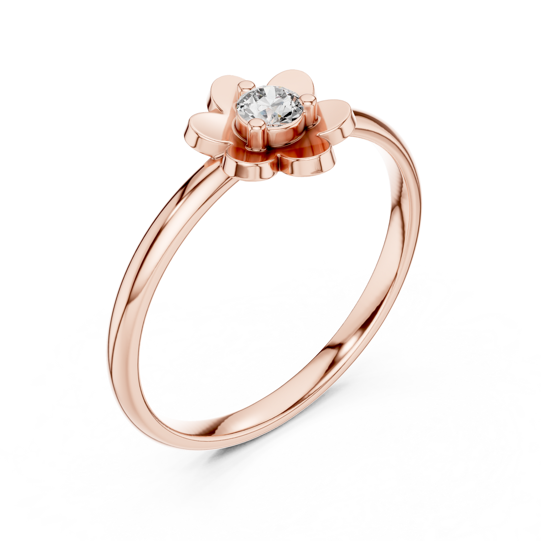Round Cut Diamond Flower Solitaire Fashion Ring