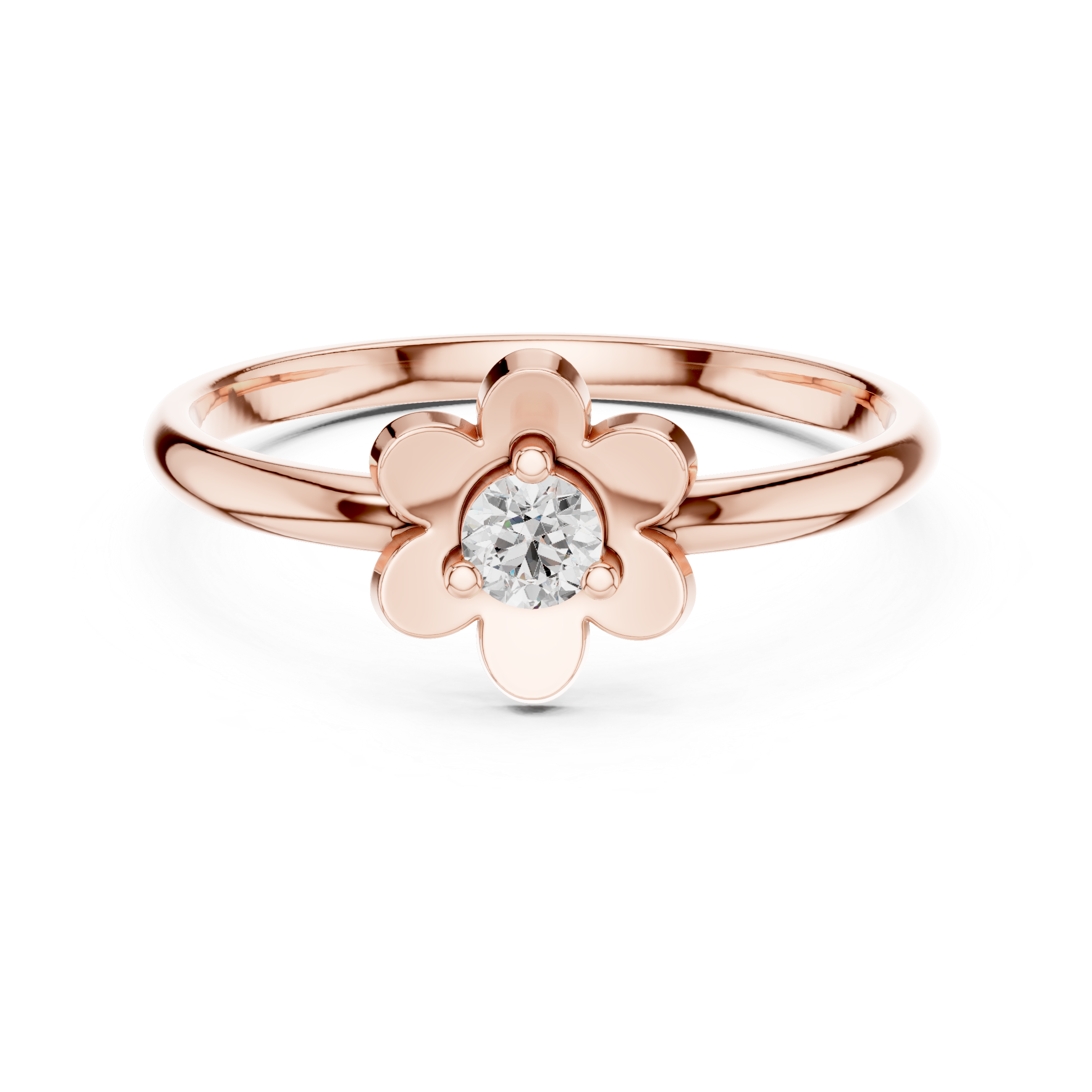 Round Cut Diamond Flower Solitaire Fashion Ring