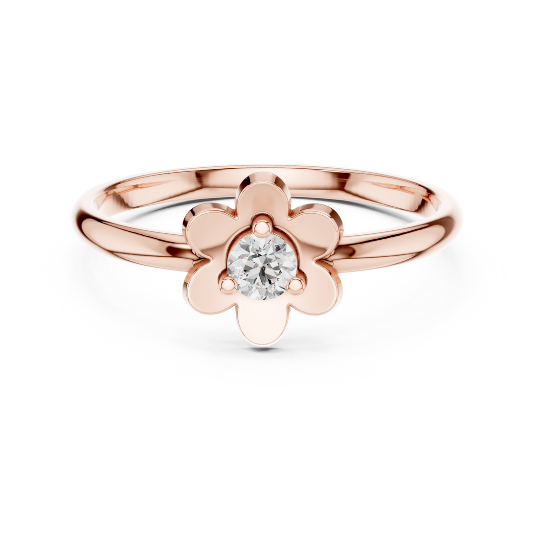 Round Cut Diamond Flower Solitaire Fashion Ring