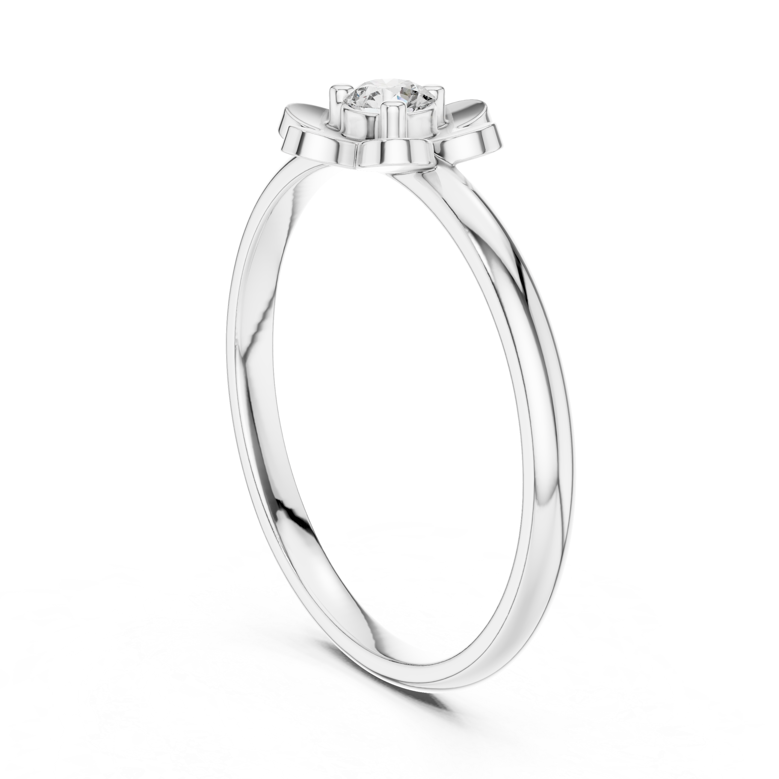 Round Cut Diamond Flower Solitaire Fashion Ring