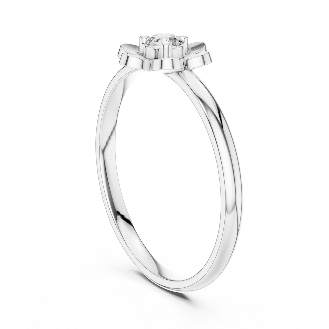 Round Cut Diamond Flower Solitaire Fashion Ring