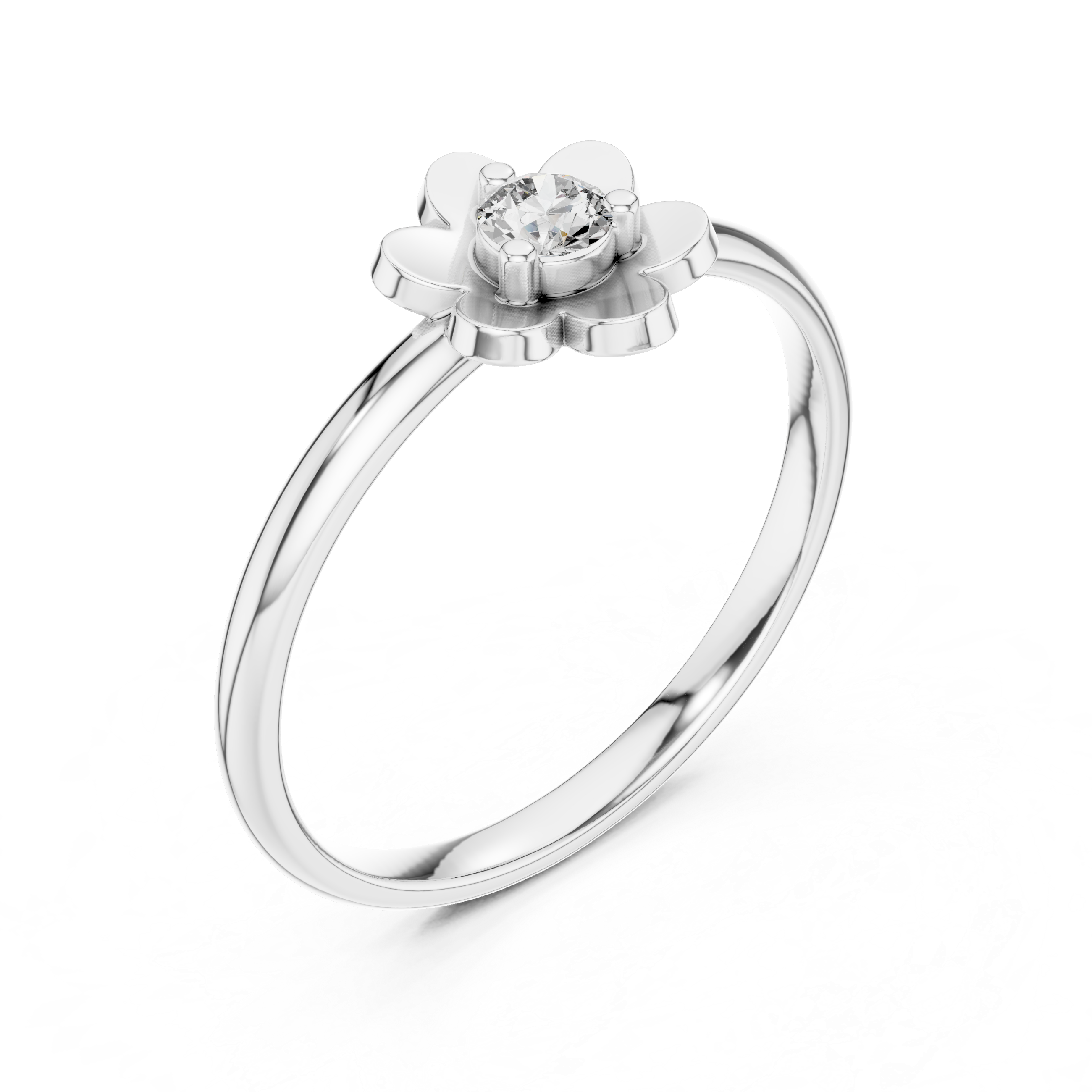 Round Cut Diamond Flower Solitaire Fashion Ring