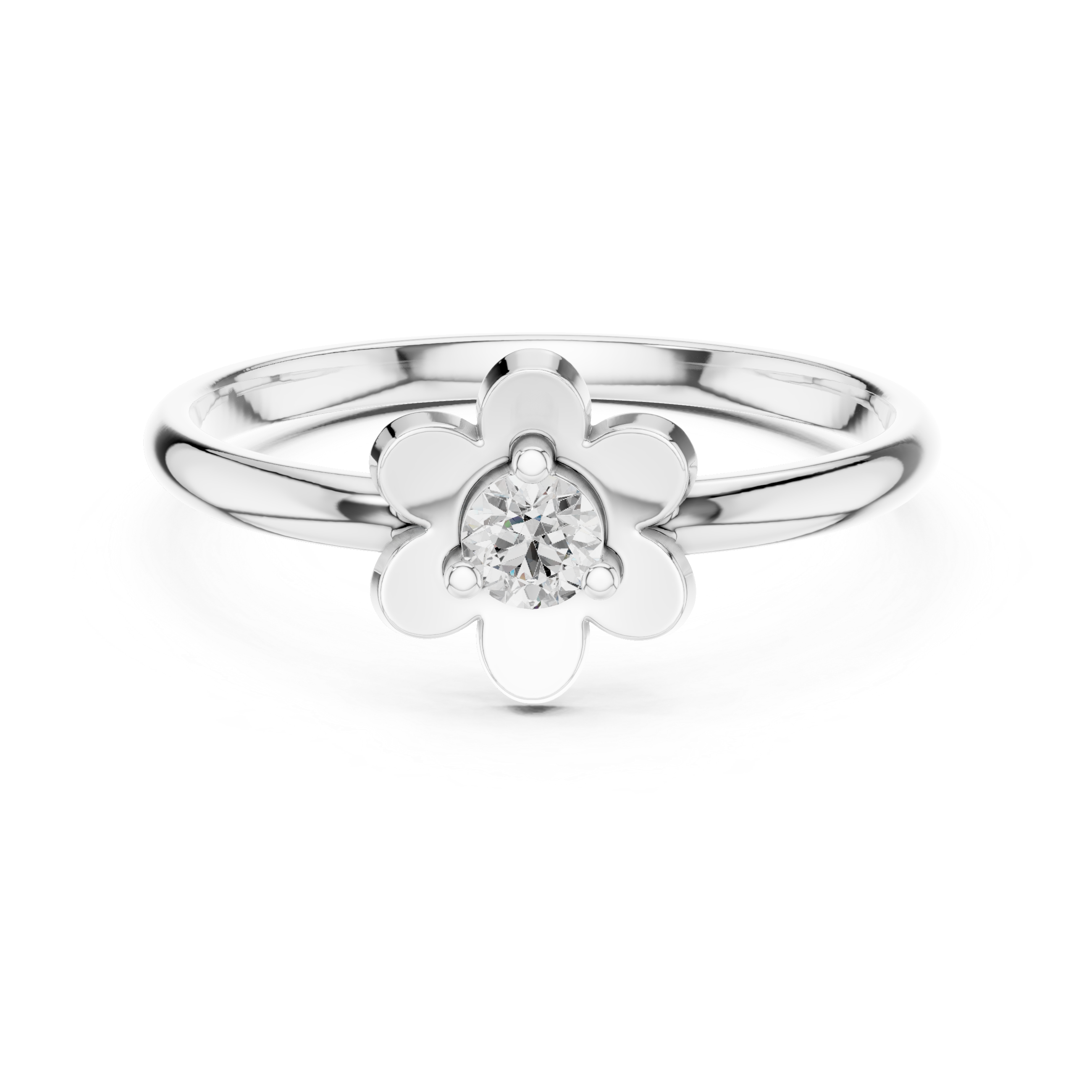 Round Cut Diamond Flower Solitaire Fashion Ring