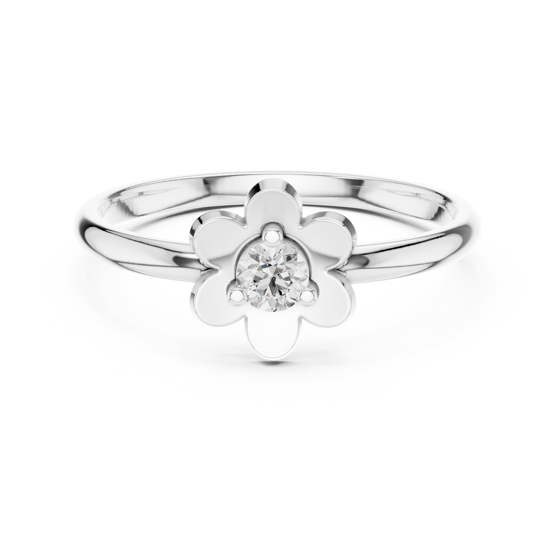 Round Cut Diamond Flower Solitaire Fashion Ring