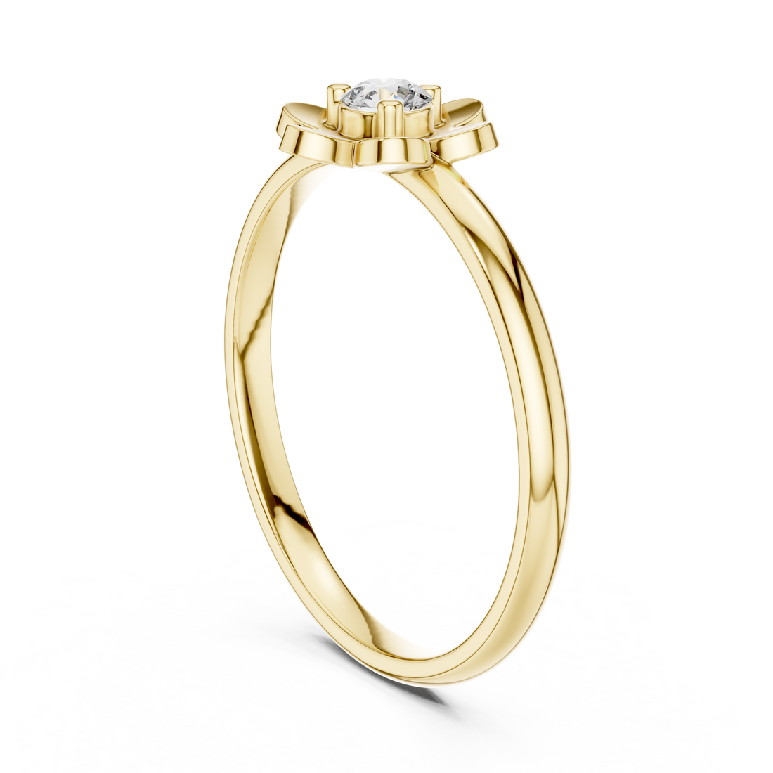 Round Cut Diamond Flower Solitaire Fashion Ring