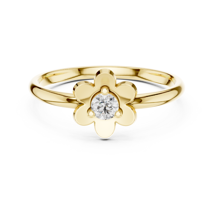 Round Cut Diamond Flower Solitaire Fashion Ring