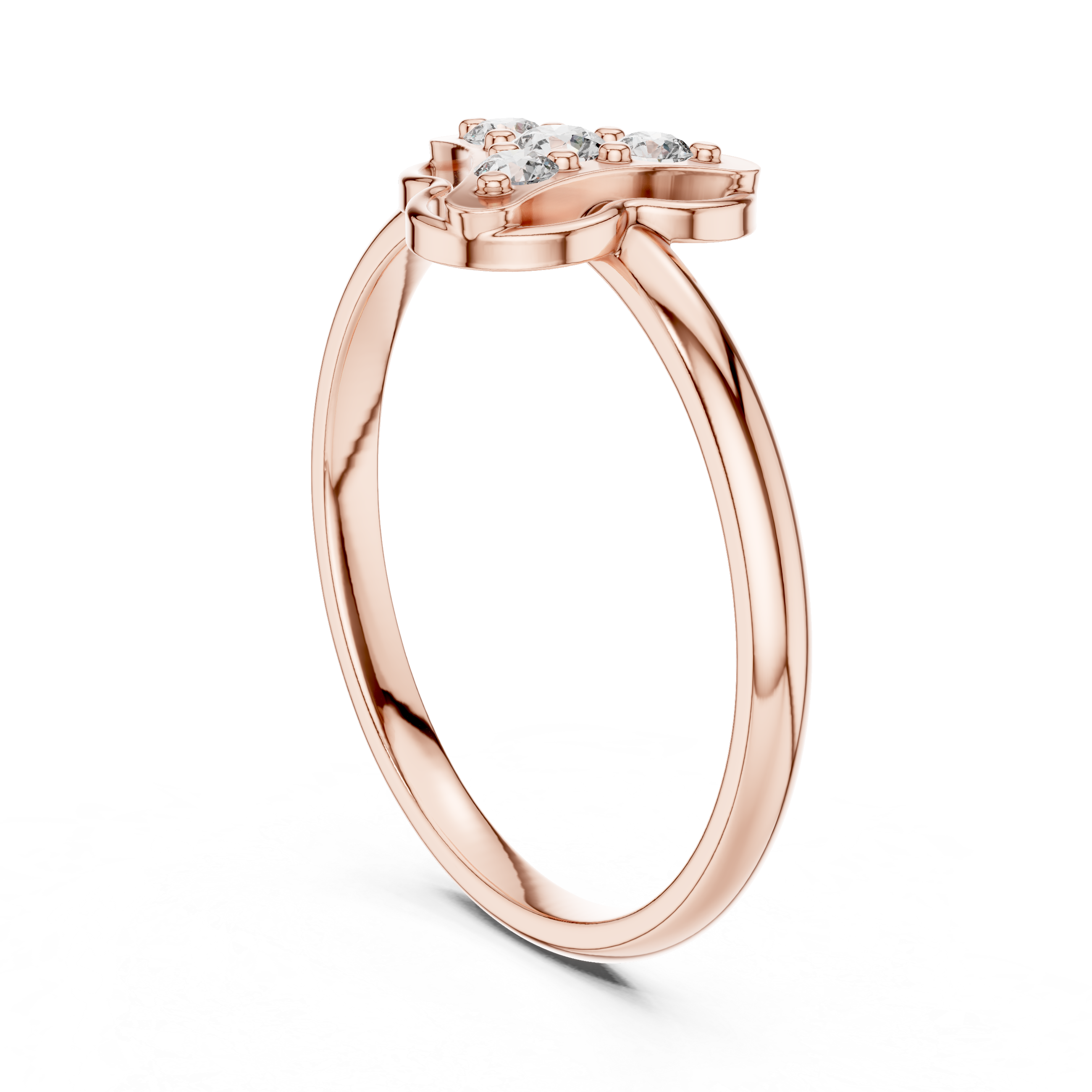 Round Diamond Side Stone Fashion Ring with Openwork Cluster Design