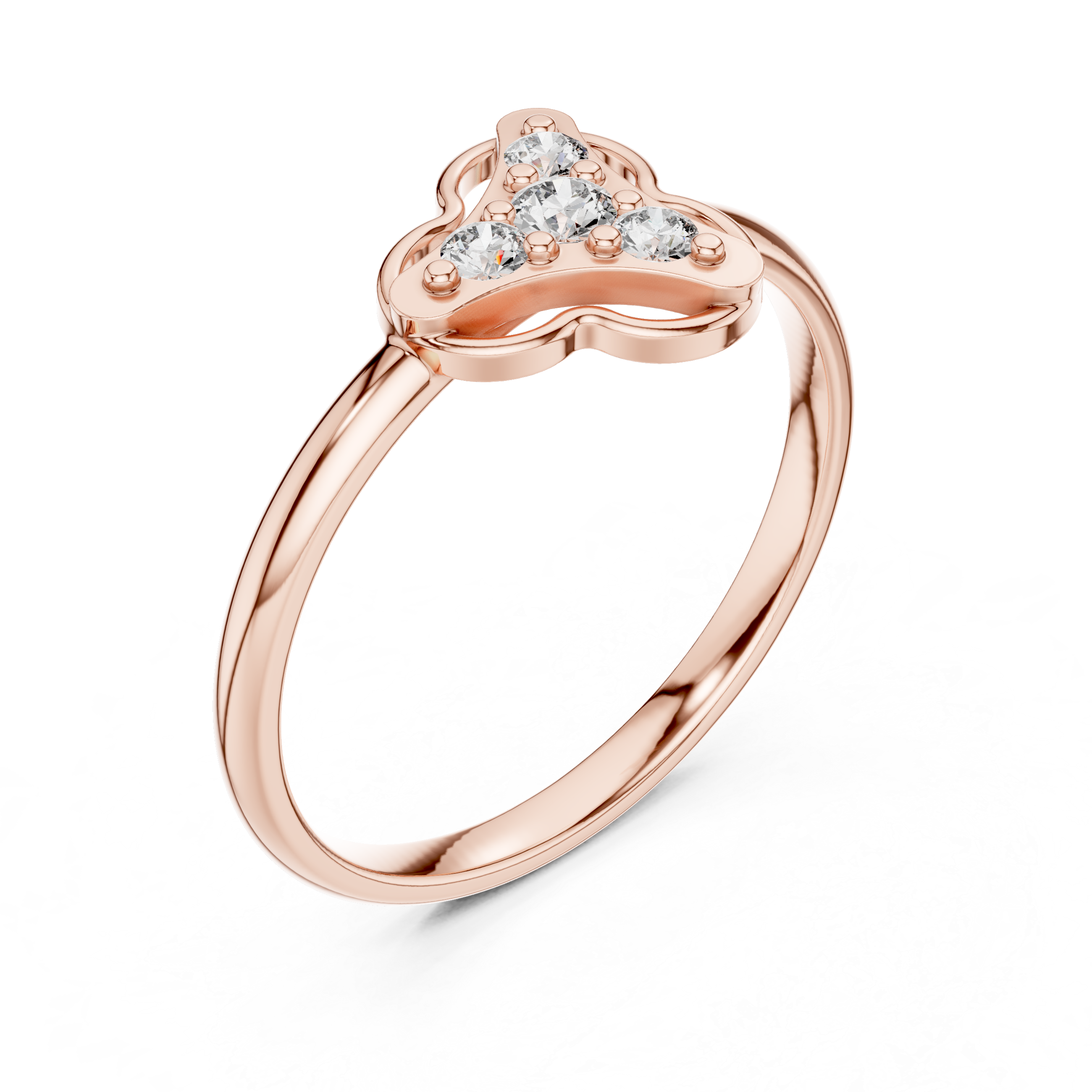 Round Diamond Side Stone Fashion Ring with Openwork Cluster Design