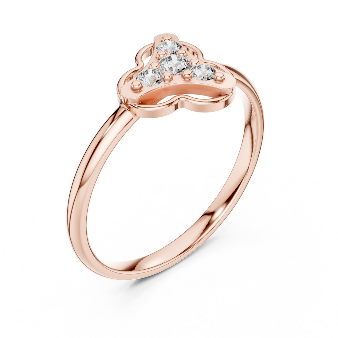 Round Diamond Side Stone Fashion Ring with Openwork Cluster Design