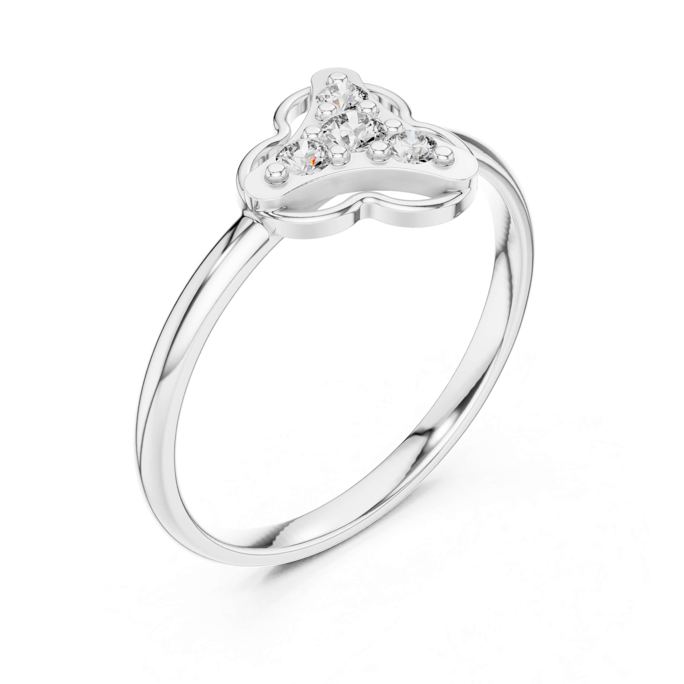 Round Diamond Side Stone Fashion Ring with Openwork Cluster Design
