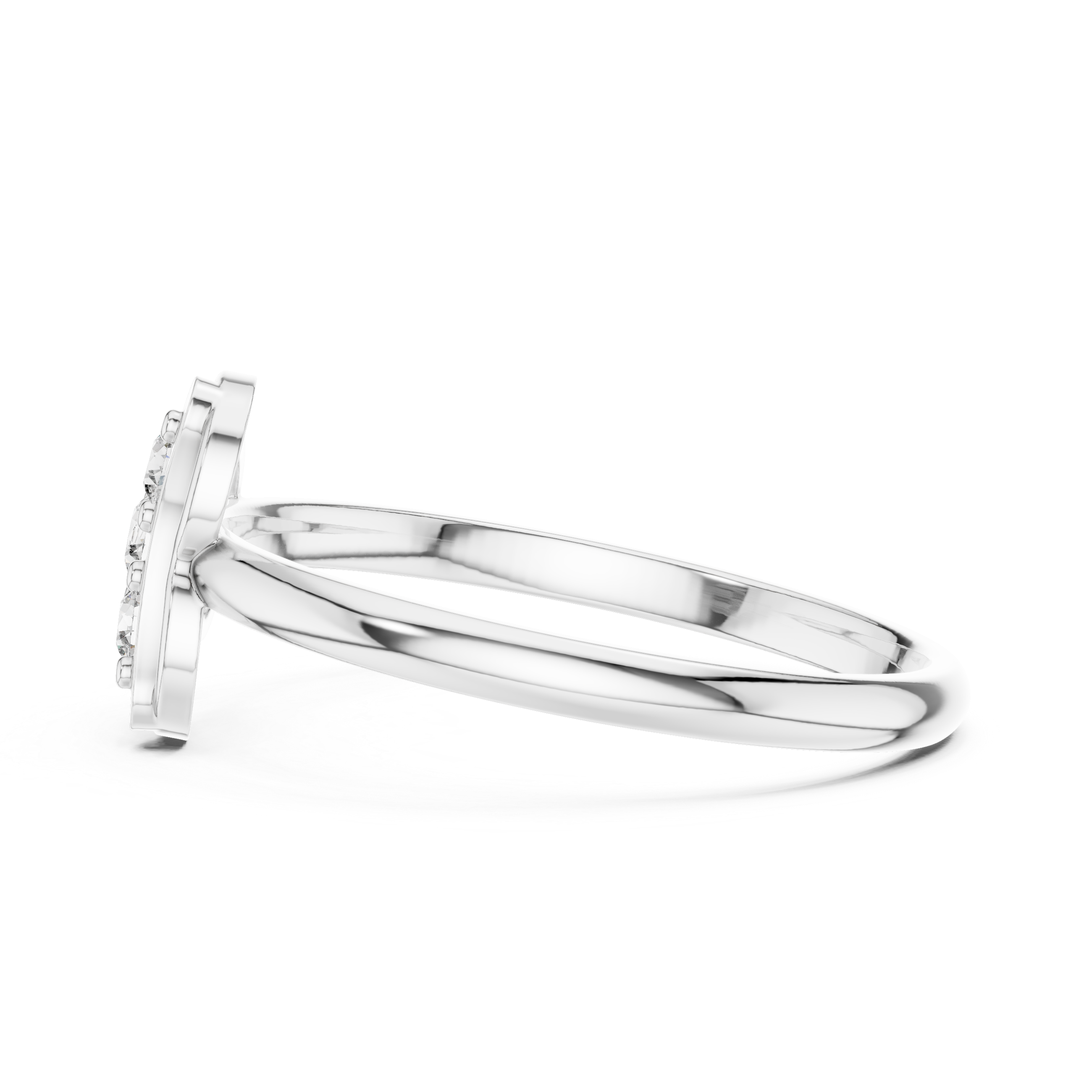 Round Diamond Side Stone Fashion Ring with Openwork Cluster Design