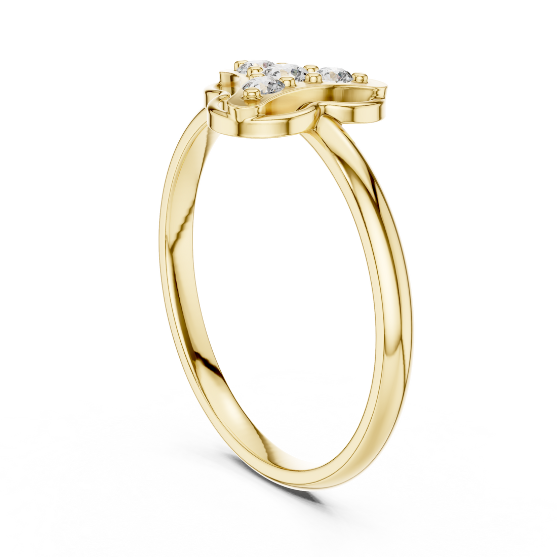 Round Diamond Side Stone Fashion Ring with Openwork Cluster Design