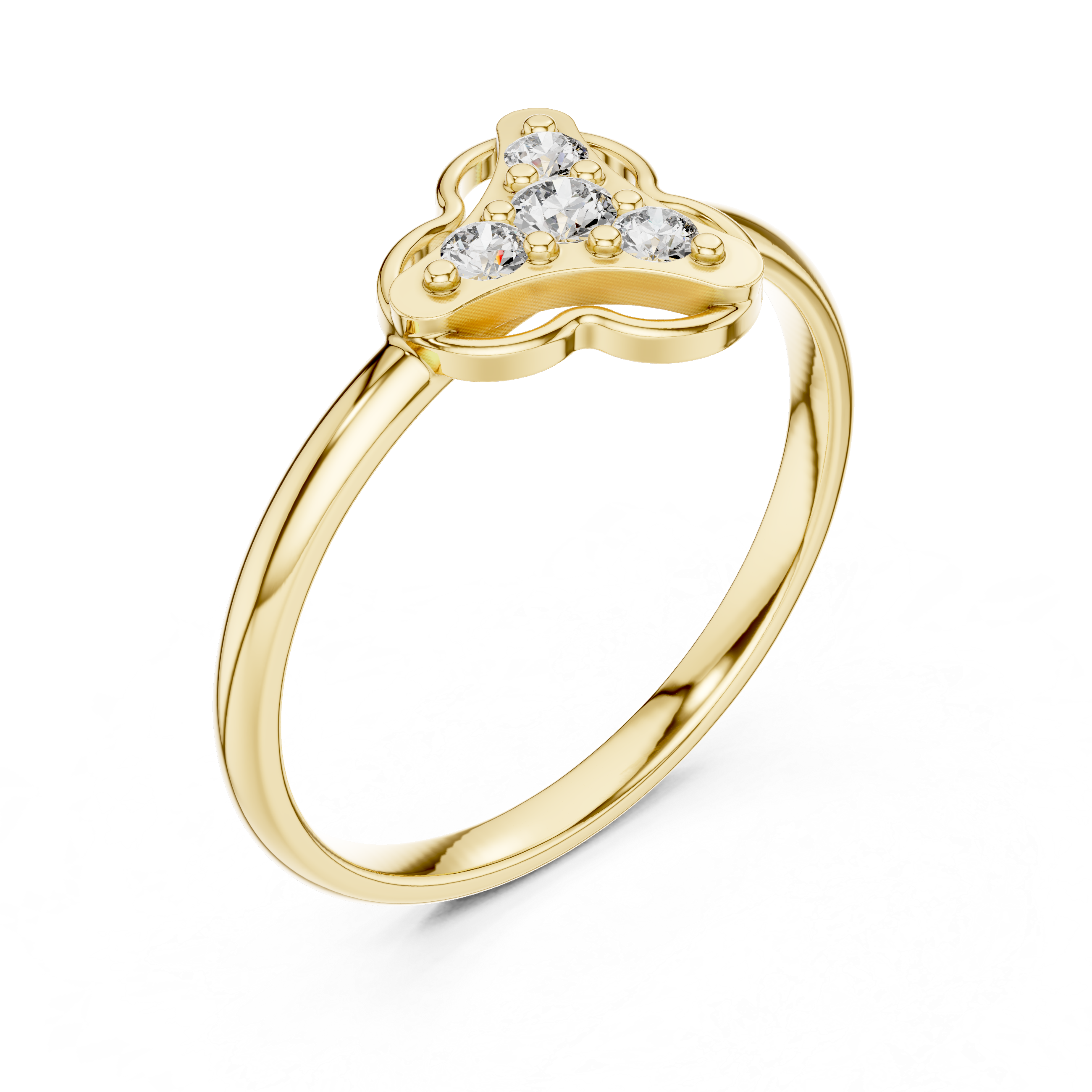Round Diamond Side Stone Fashion Ring with Openwork Cluster Design