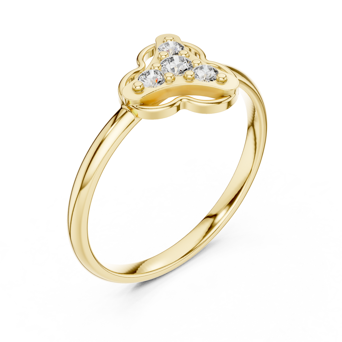 Round Diamond Side Stone Fashion Ring with Openwork Cluster Design