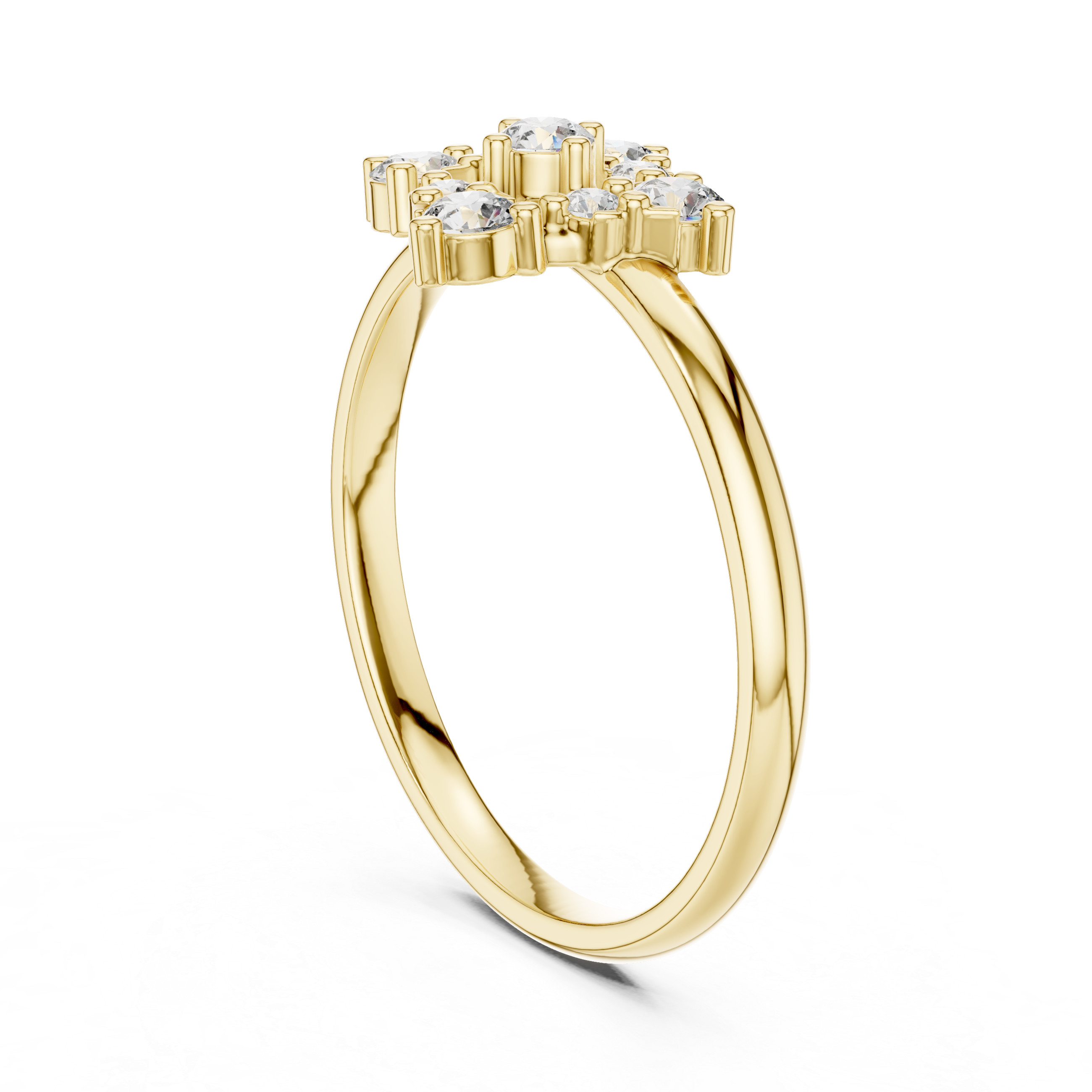 Round Brilliant Diamond Cluster Floral Style Engagement Ring