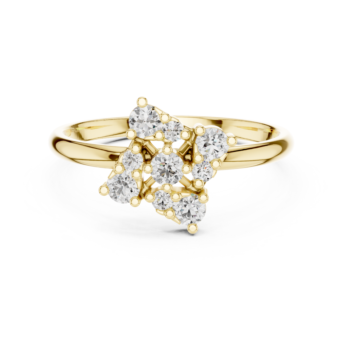 Round Brilliant Diamond Cluster Floral Style Engagement Ring