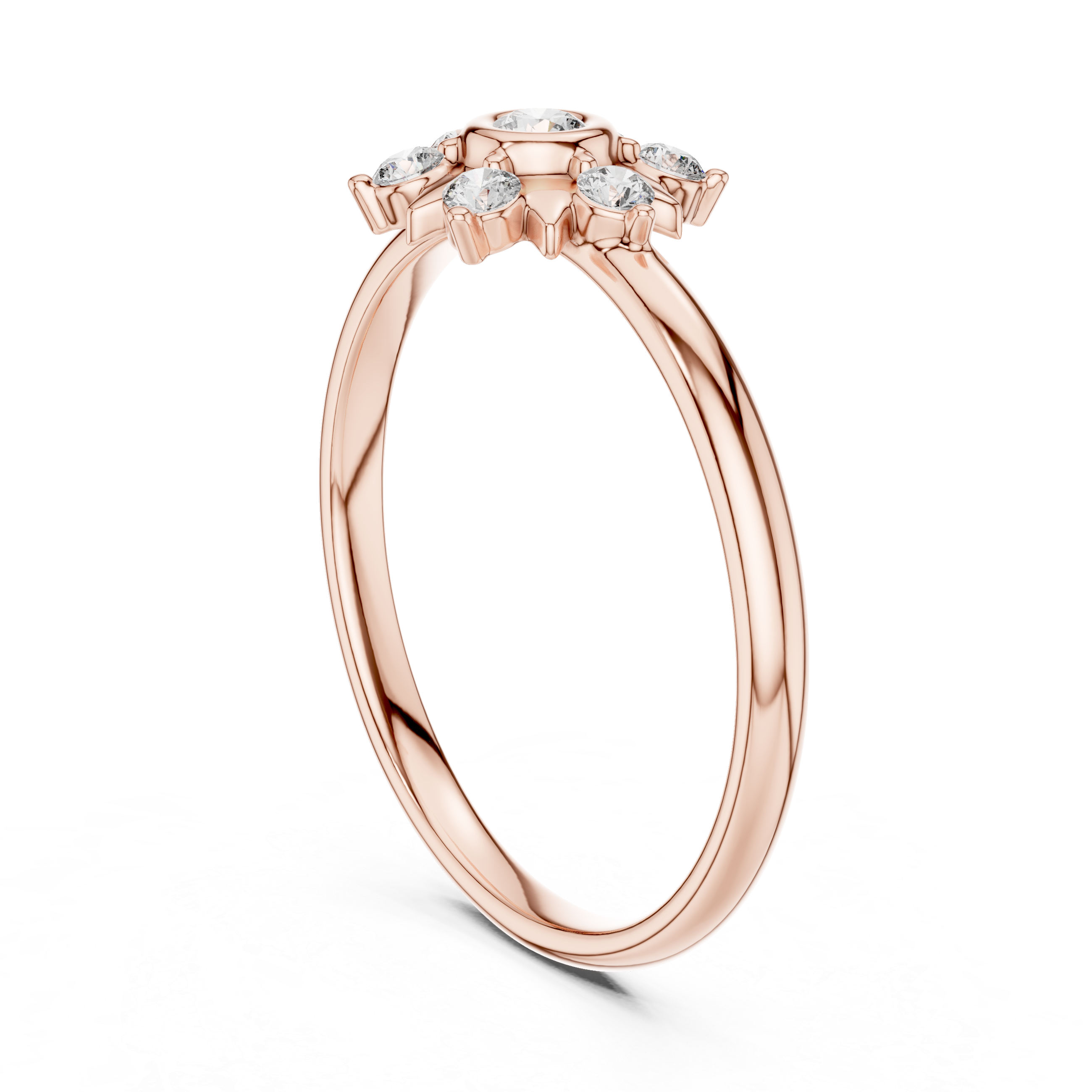 Floral Inspired Round Diamond Cluster Halo Ring