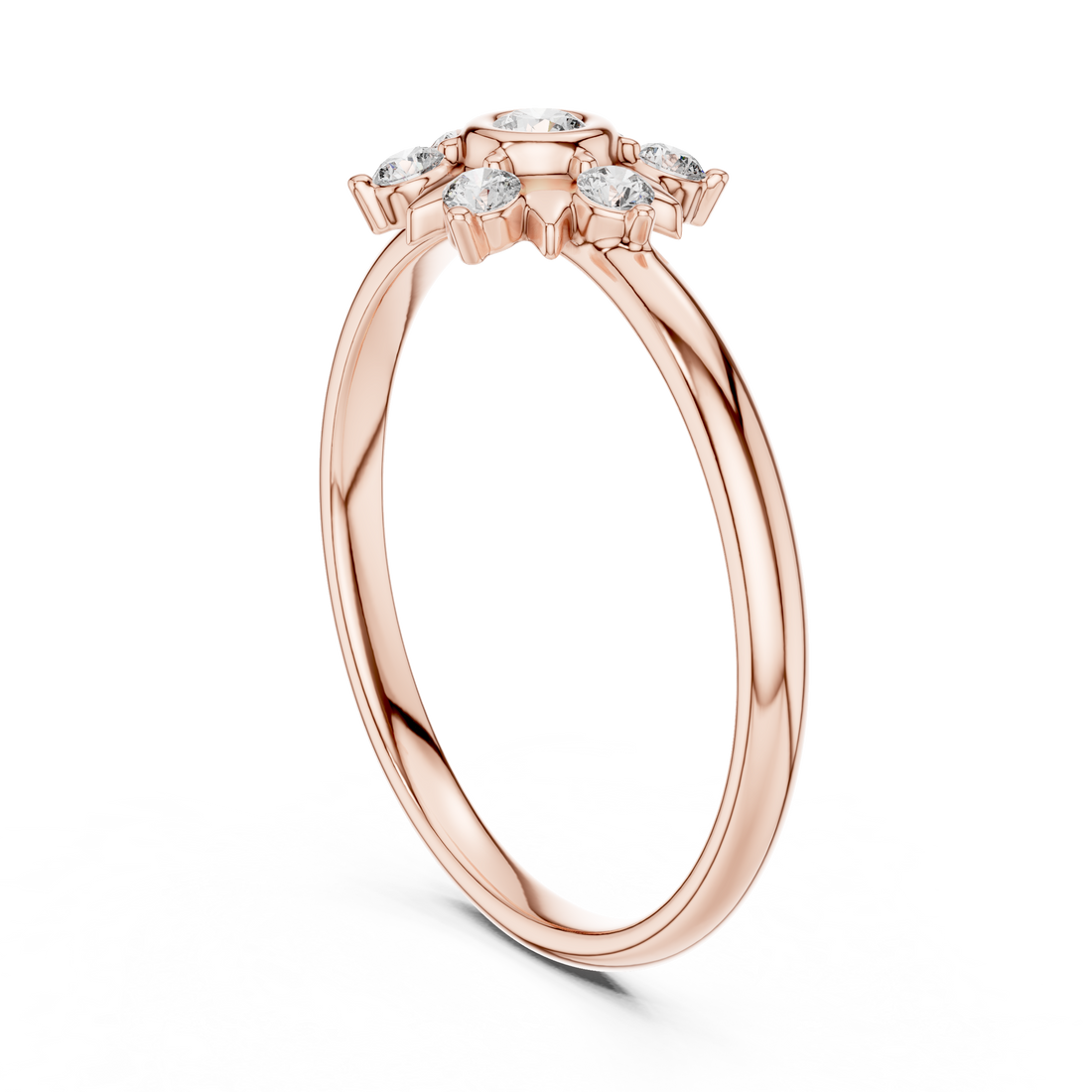 Floral Inspired Round Diamond Cluster Halo Ring