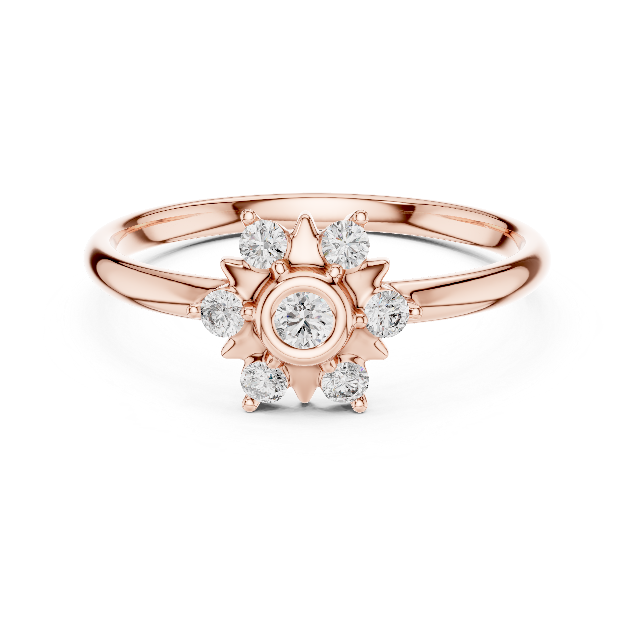 Floral Inspired Round Diamond Cluster Halo Ring