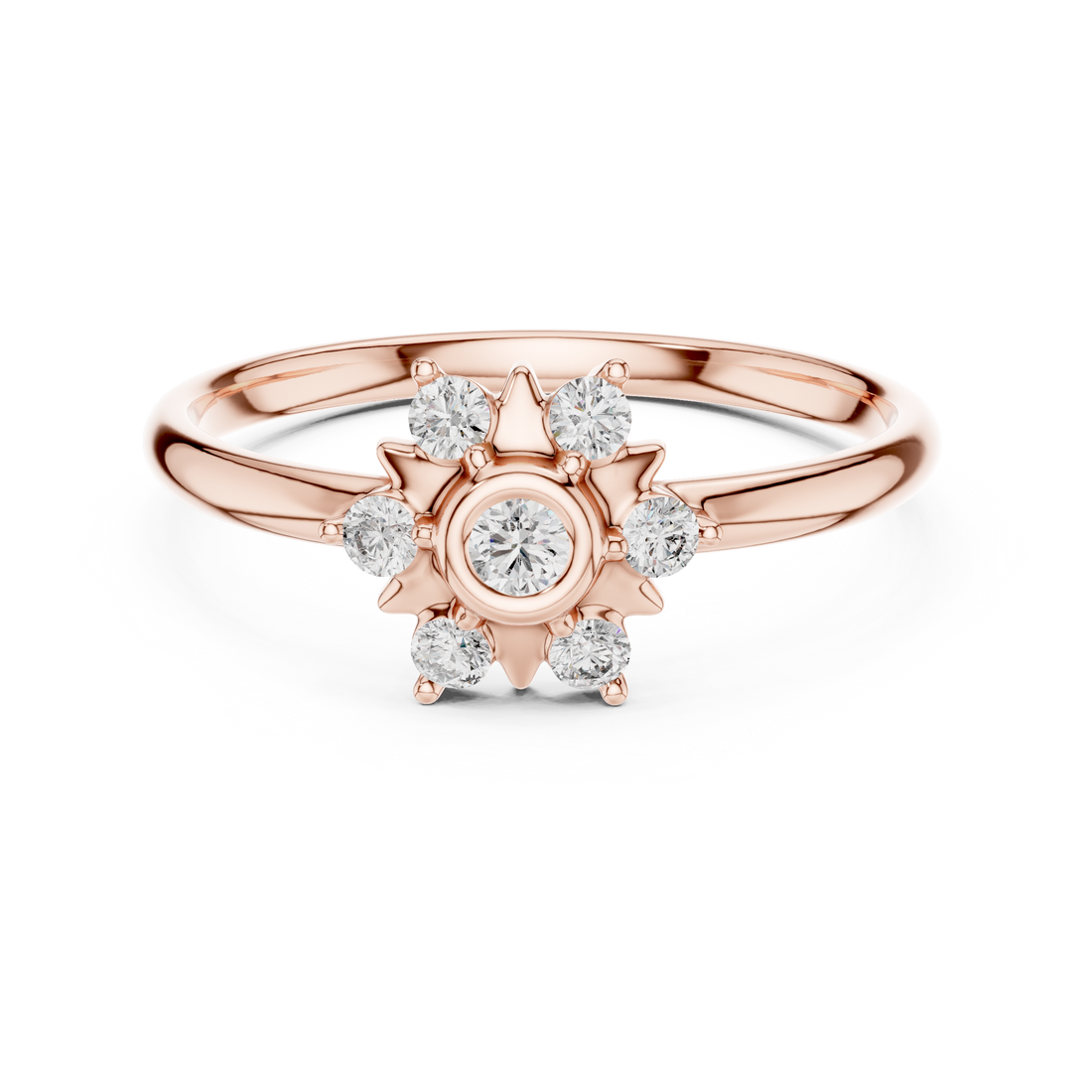 Floral Inspired Round Diamond Cluster Halo Ring
