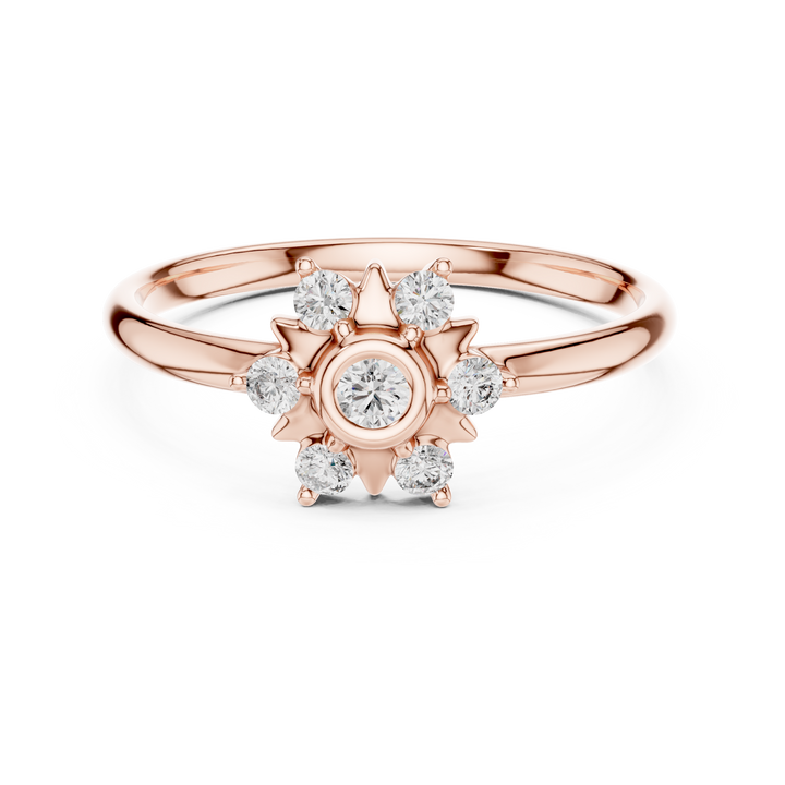 Floral Inspired Round Diamond Cluster Halo Ring