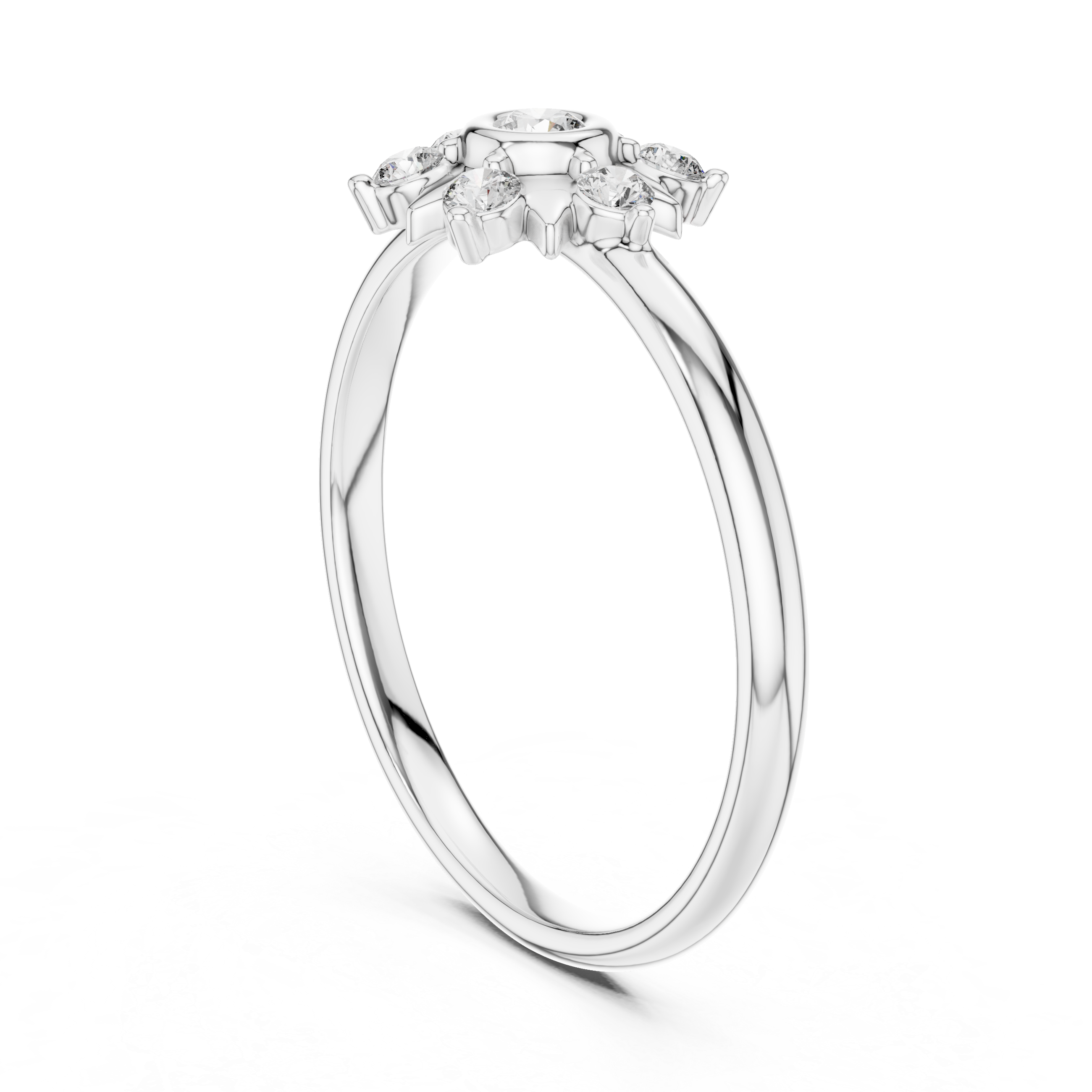Floral Inspired Round Diamond Cluster Halo Ring