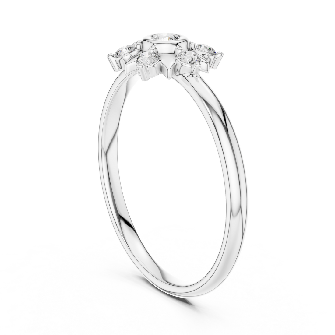Floral Inspired Round Diamond Cluster Halo Ring