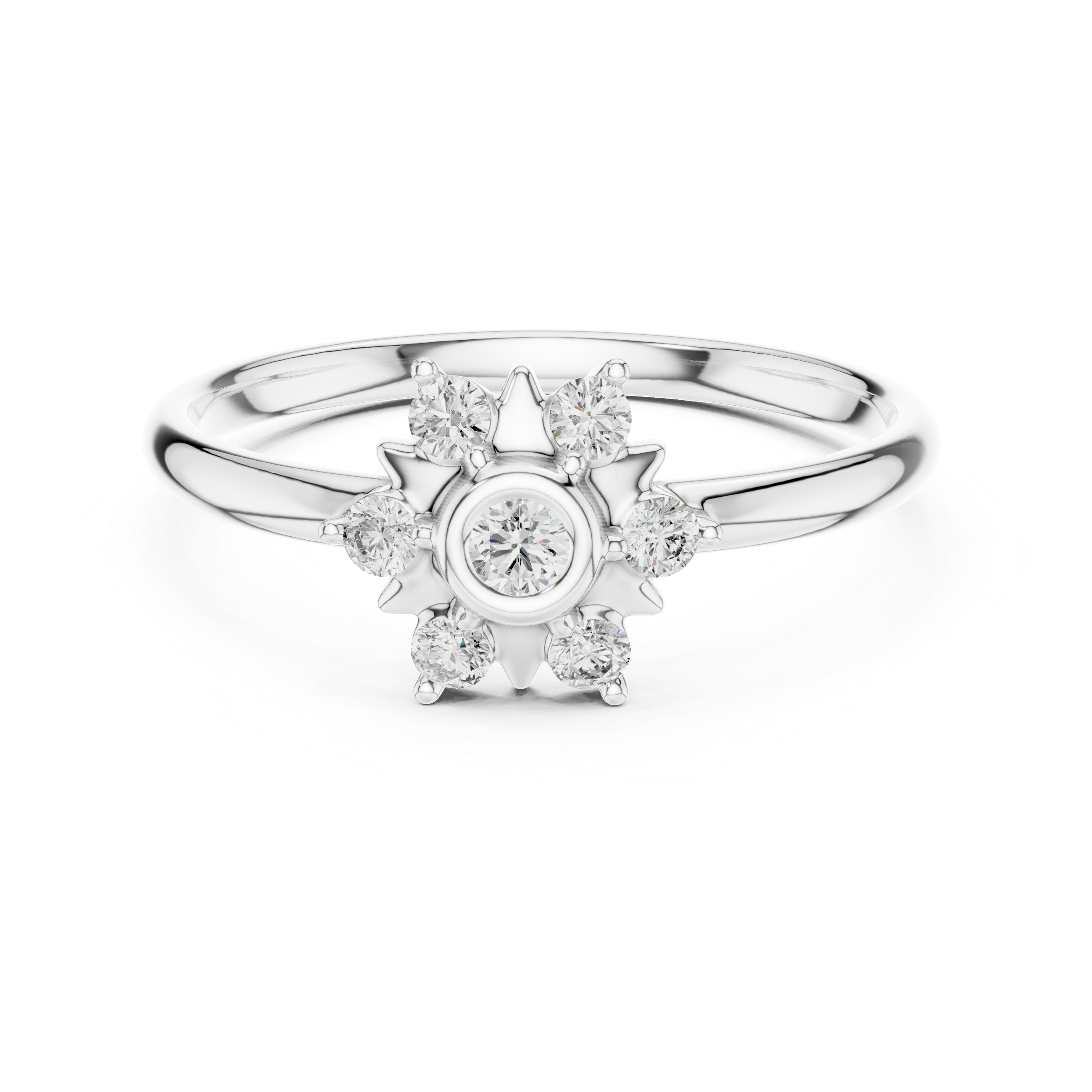 Floral Inspired Round Diamond Cluster Halo Ring