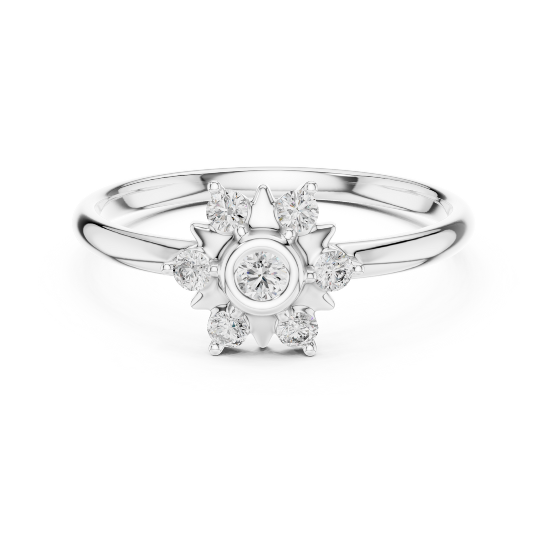 Floral Inspired Round Diamond Cluster Halo Ring