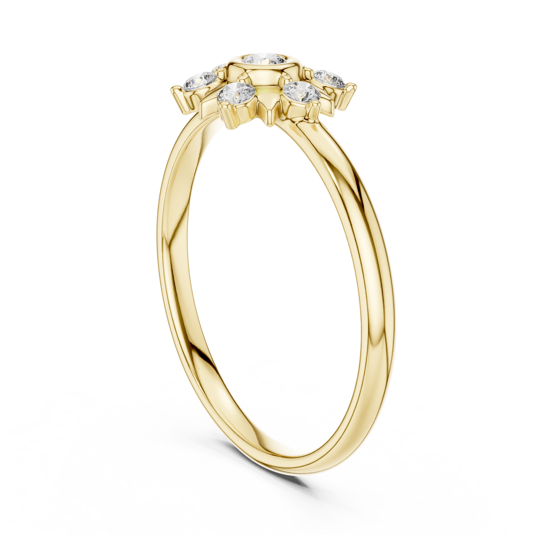 Floral Inspired Round Diamond Cluster Halo Ring