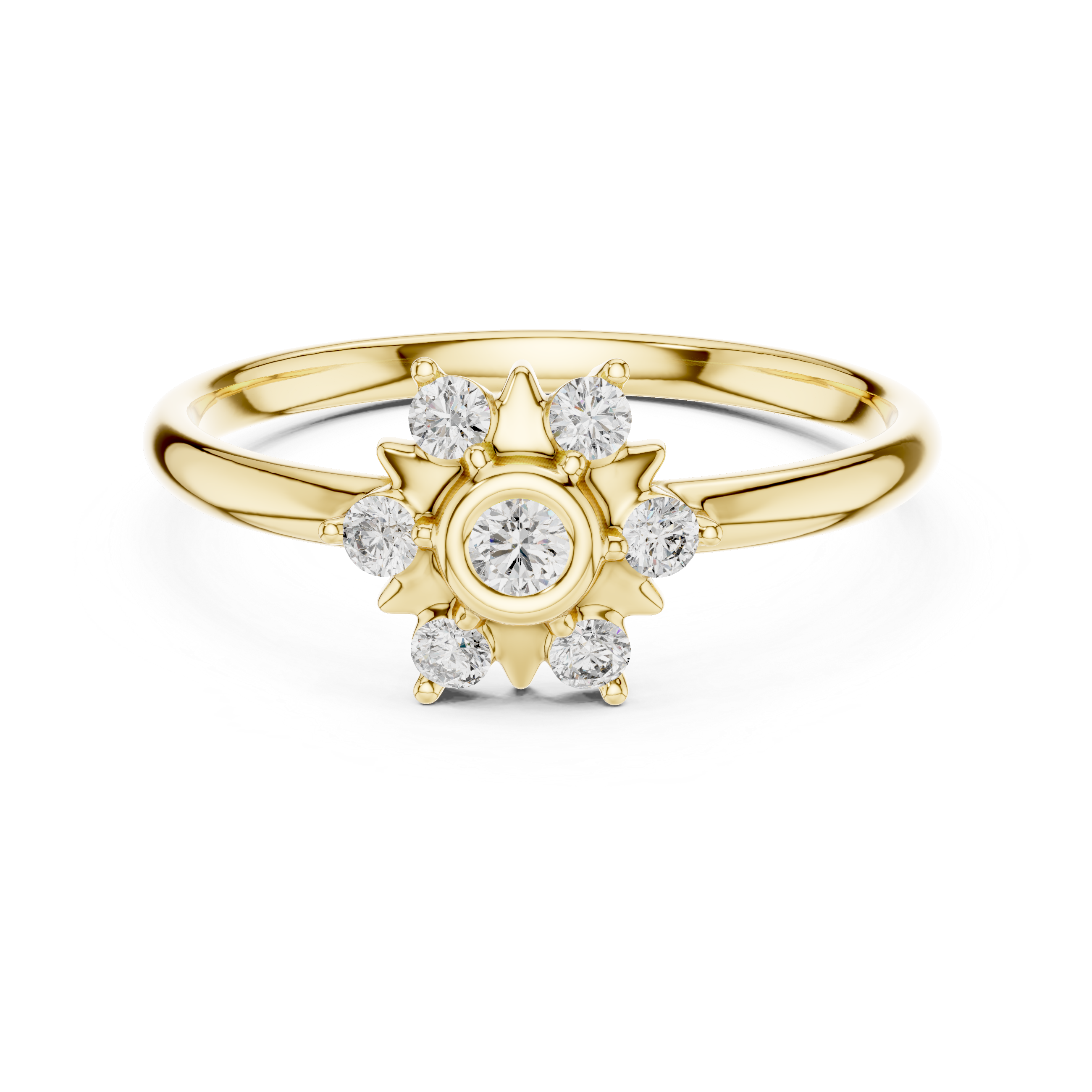 Floral Inspired Round Diamond Cluster Halo Ring