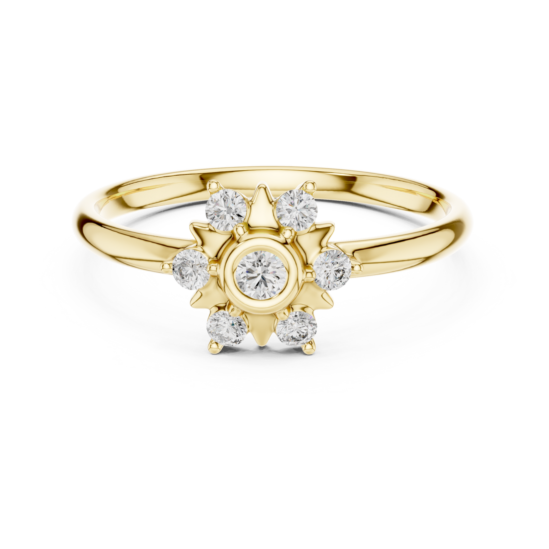 Floral Inspired Round Diamond Cluster Halo Ring